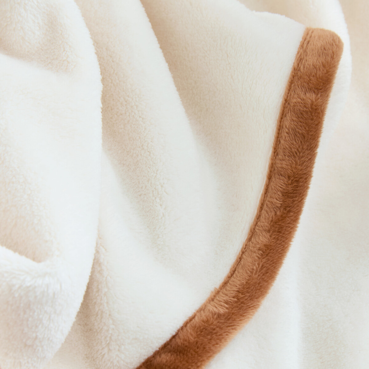 Manta de tejido polar, poliéster reciclado, ROMY crudo/caramelo, LA REDOUTE INTERIEURS