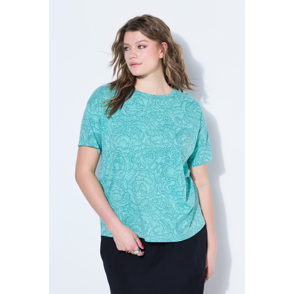 T-shirt oversize, imprimé floral menthe bleue, STUDIO UNTOLD
