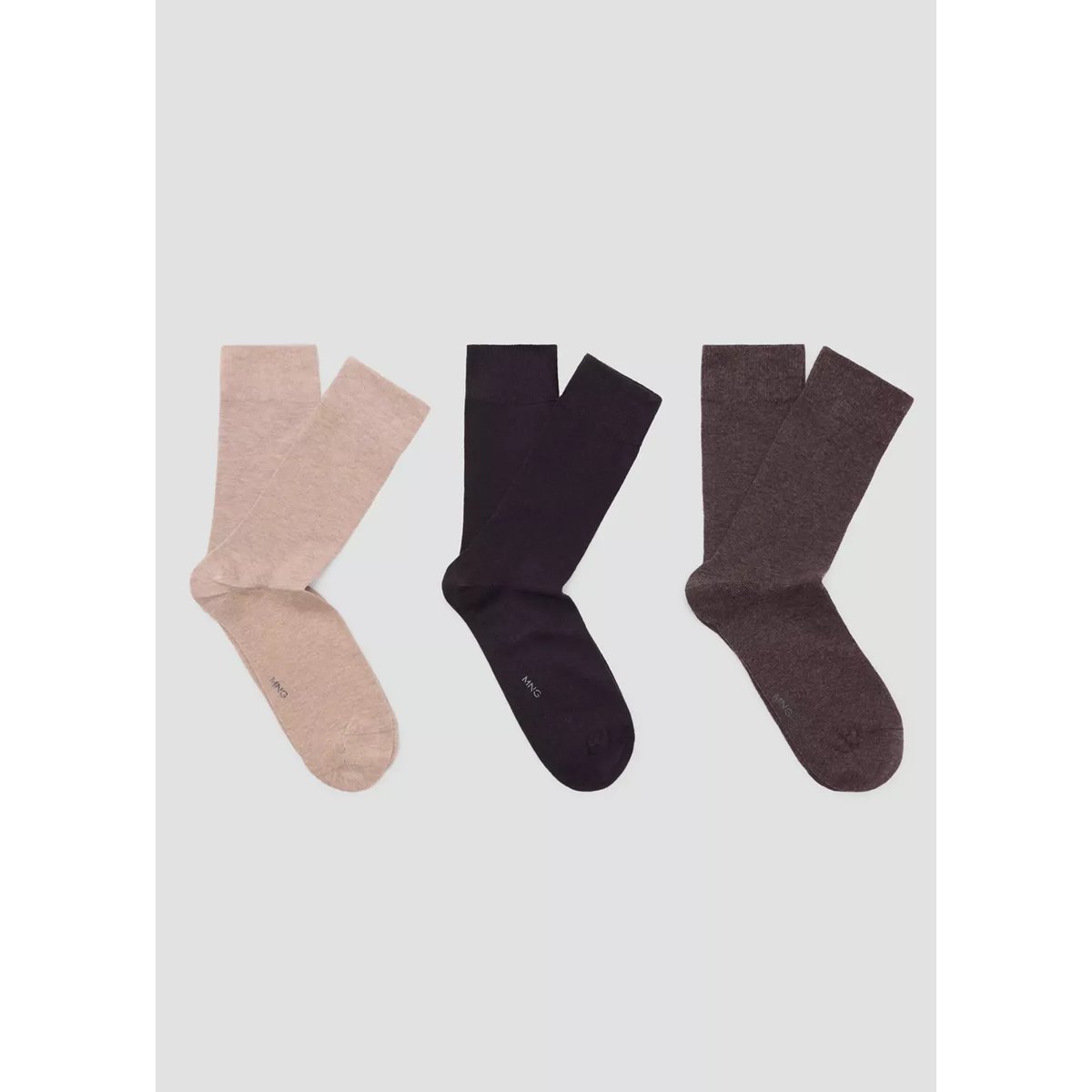 Lot 3 paires de chaussettes longues coton marron, MANGO MAN