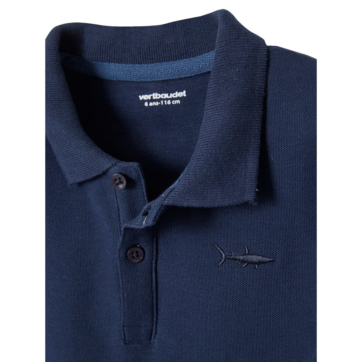 Polo manches courtes broderie poitrine marine, VERTBAUDET