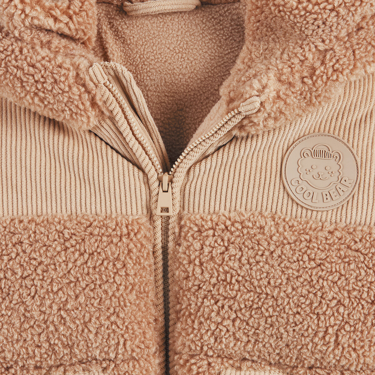 Warm Padded Jacket with Hood in Sherpa brown, LA REDOUTE COLLECTIONS