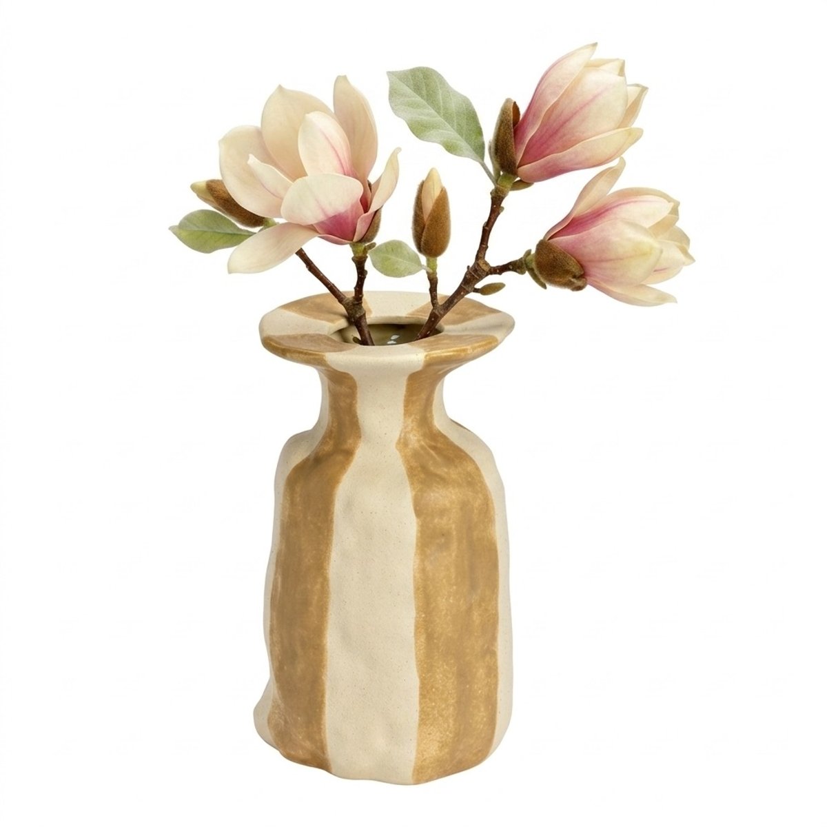 Vase en céramique rayé beige, EDEN