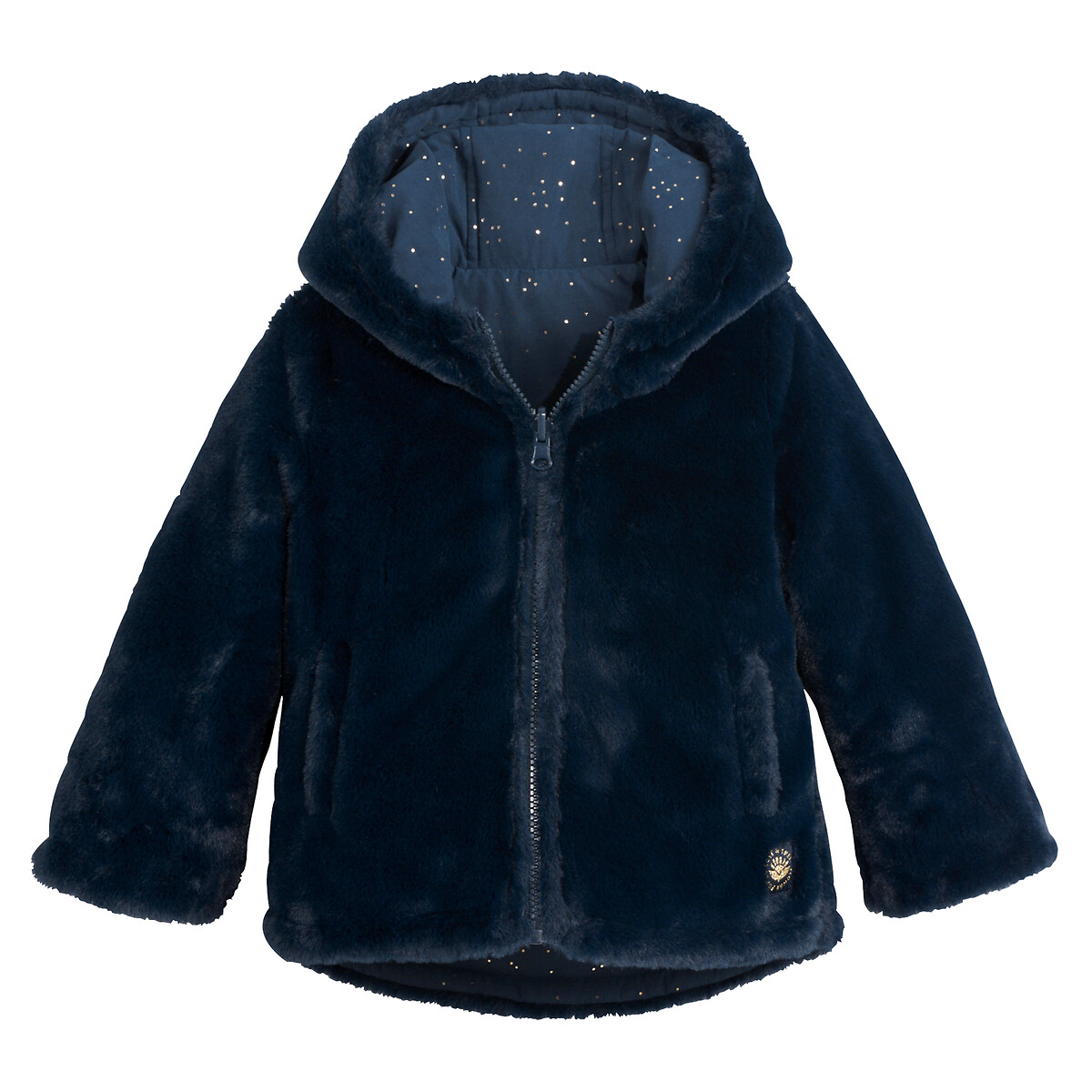 Recycled Reversible Hooded Parka navy blue, LA REDOUTE COLLECTIONS