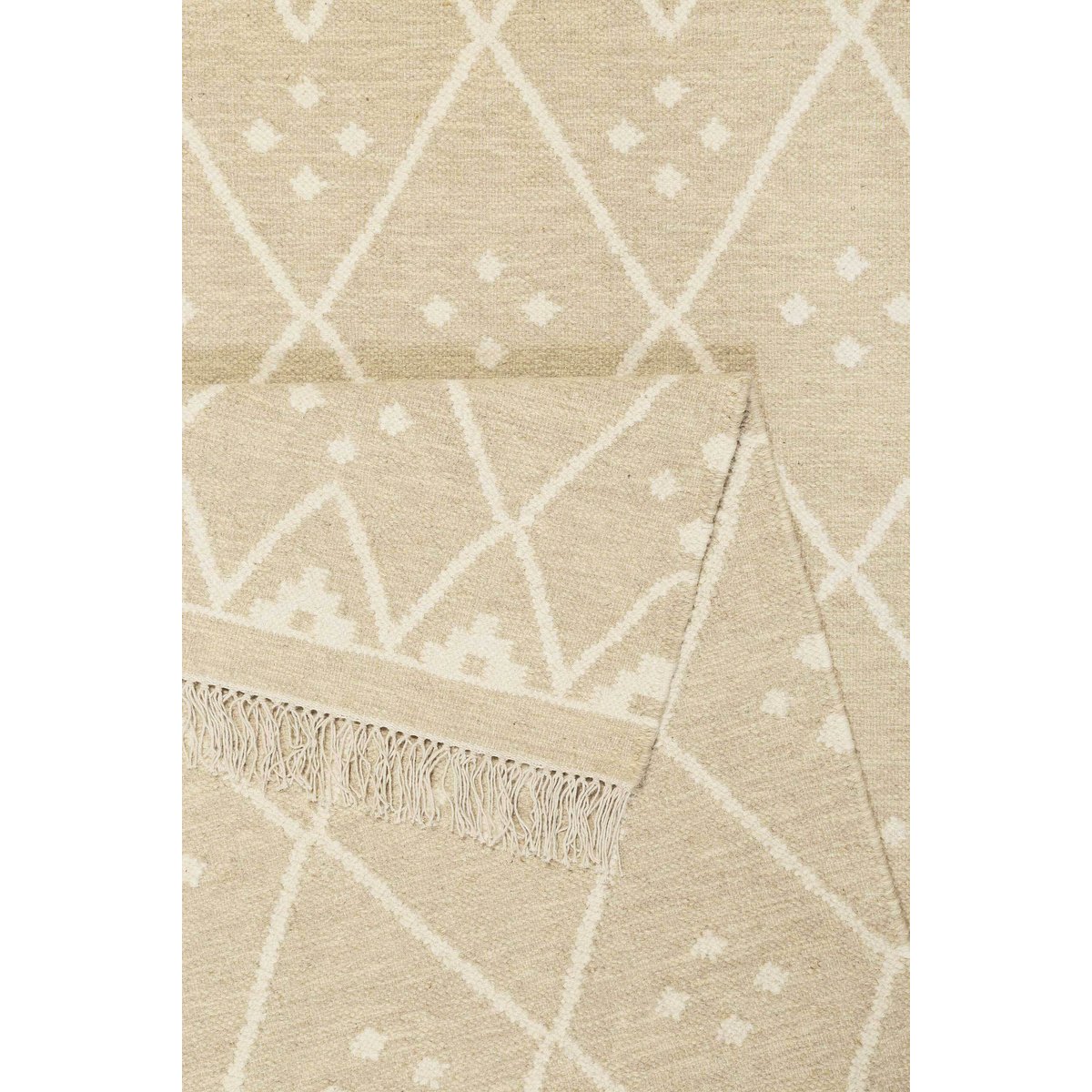 Tapis tissé main en laine motif losange ,  VERMONT crème beige, WECON HOME