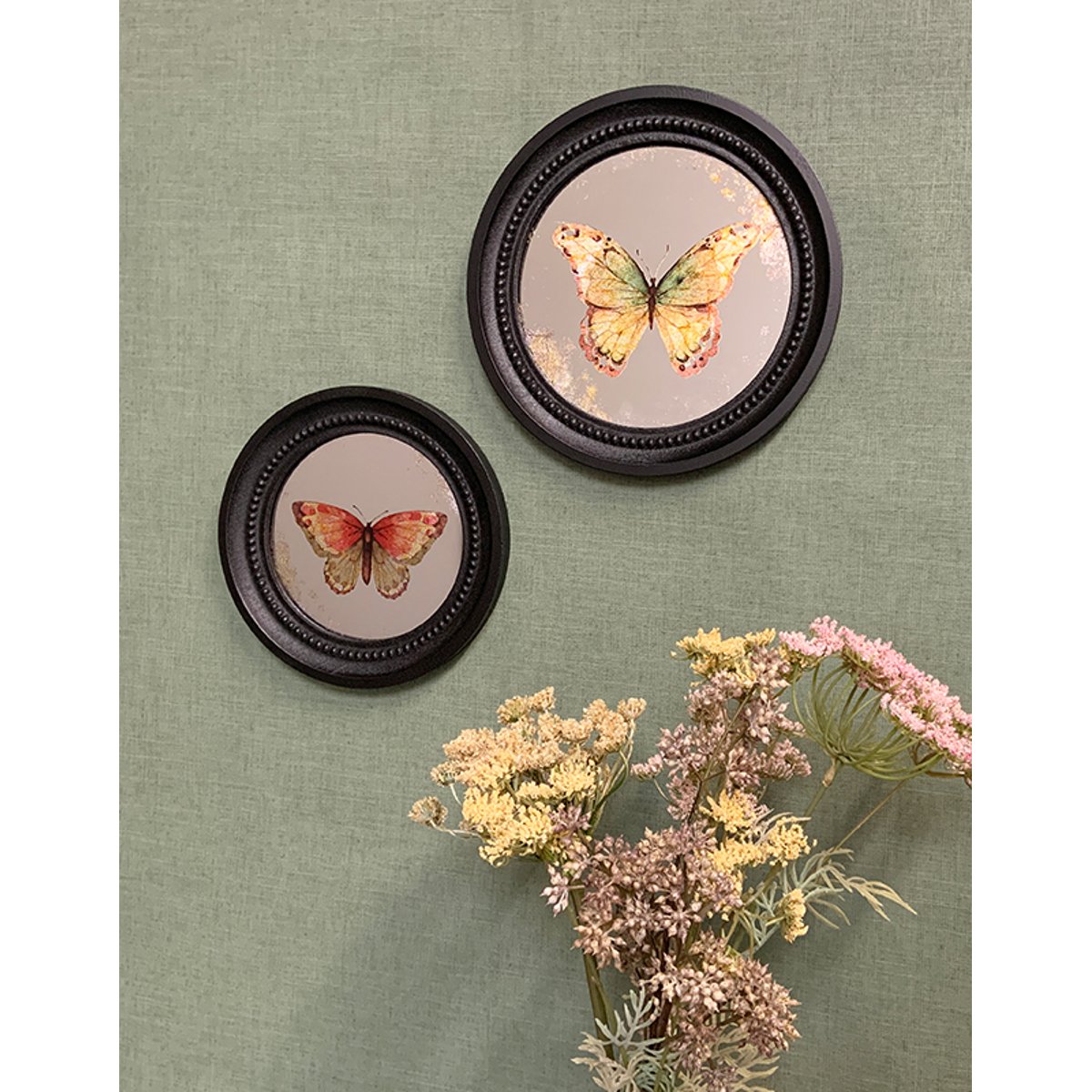 Déco murale encadrée papillon 27cm noir, EMDE