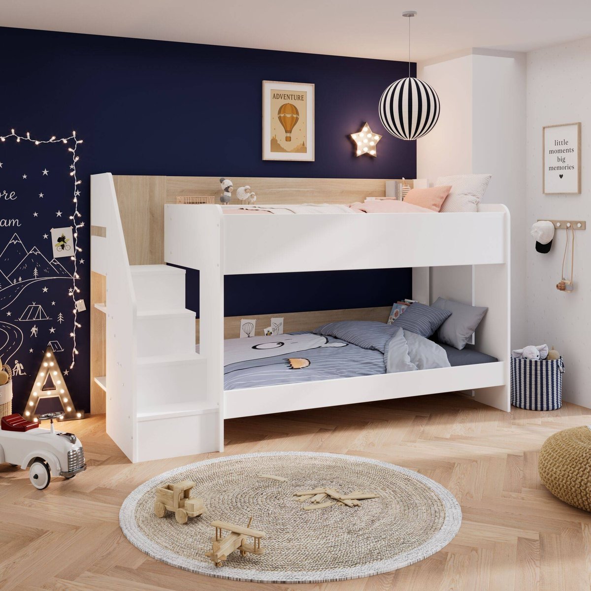 Lits superposés avec tiroir en option Parker bois clair, CAMIF