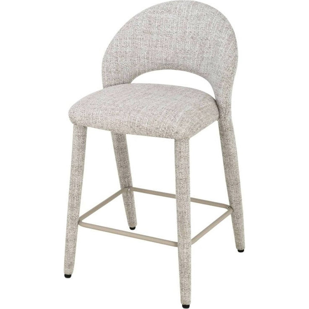 Tabouret de bar en tissu, Dossier arrondi crème marron, RECOLLECTION