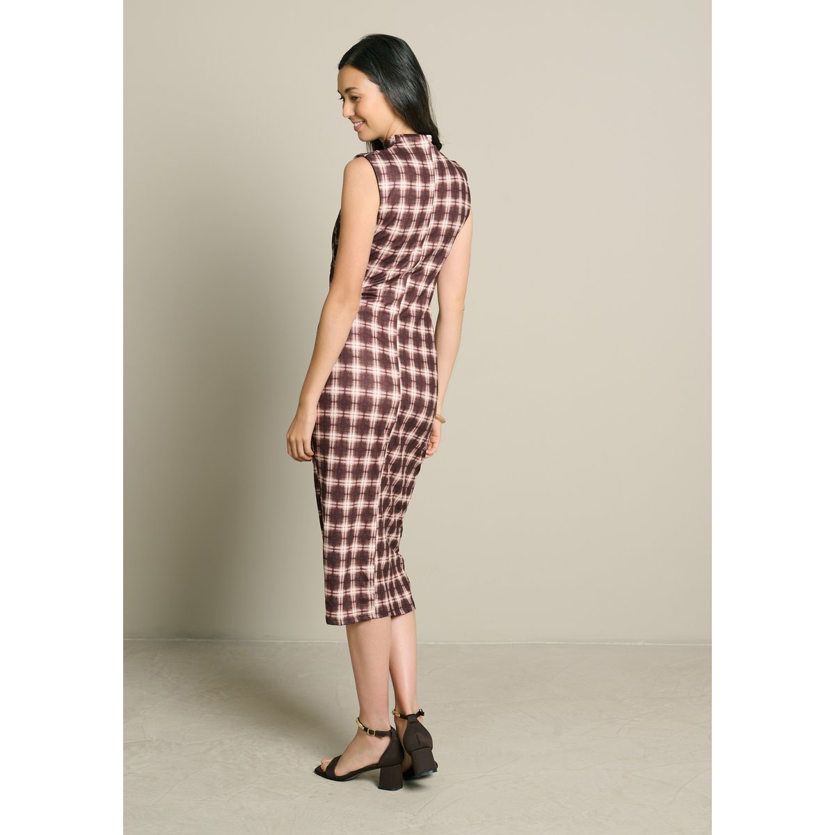 Robe midi ajustée brun fonce chocolate, LOLALIZA