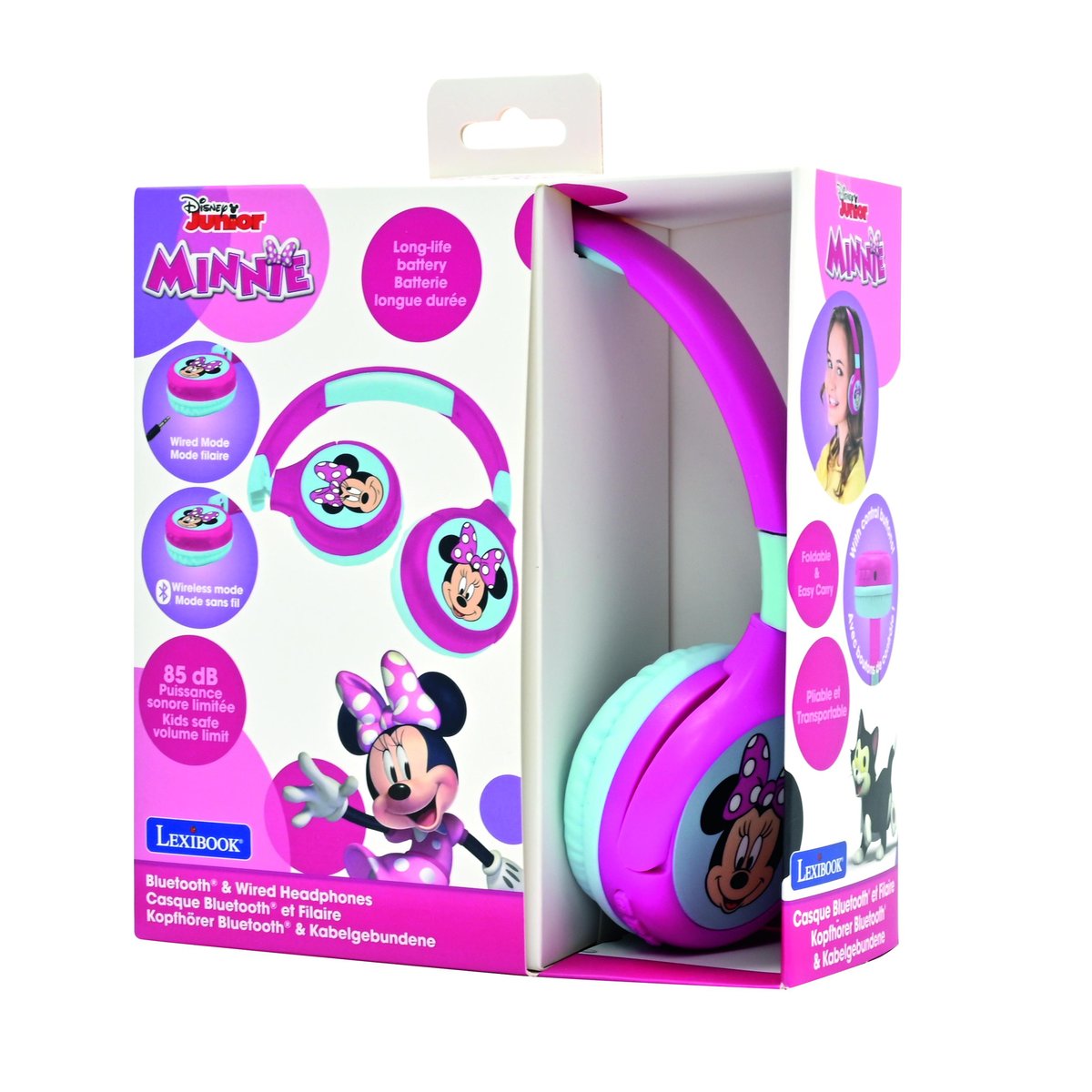Casque 2 en 1 Bluetooth® et Filaire confortable et pliable Minnie Mouse rose, LEXIBOOK