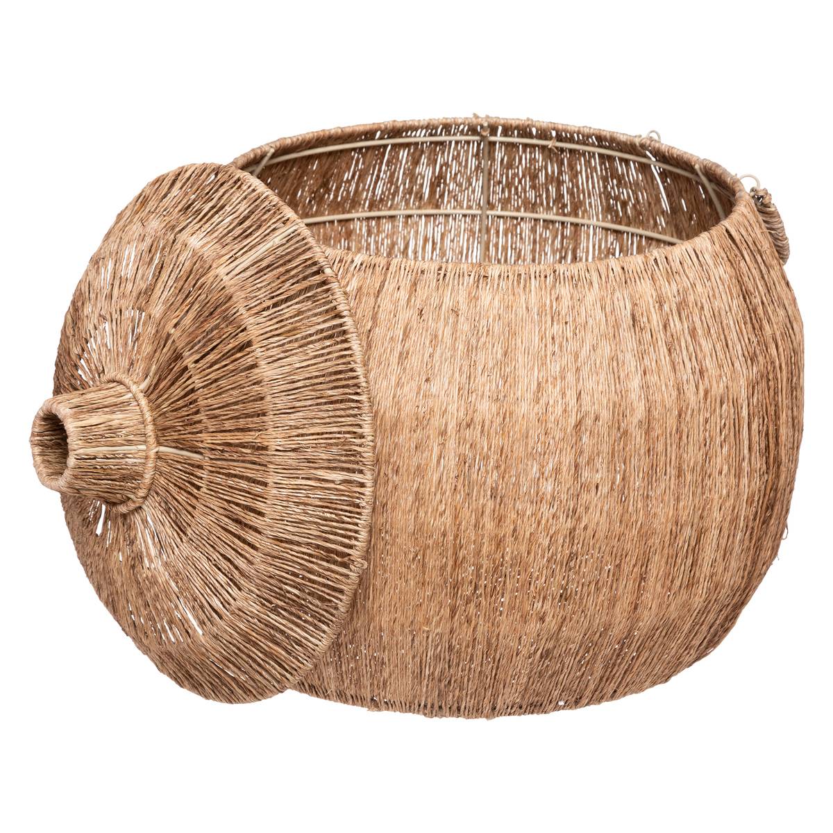 Lot de 2 paniers ronds en jute sur structure métal BALAYA beige, ATMOSPHERA