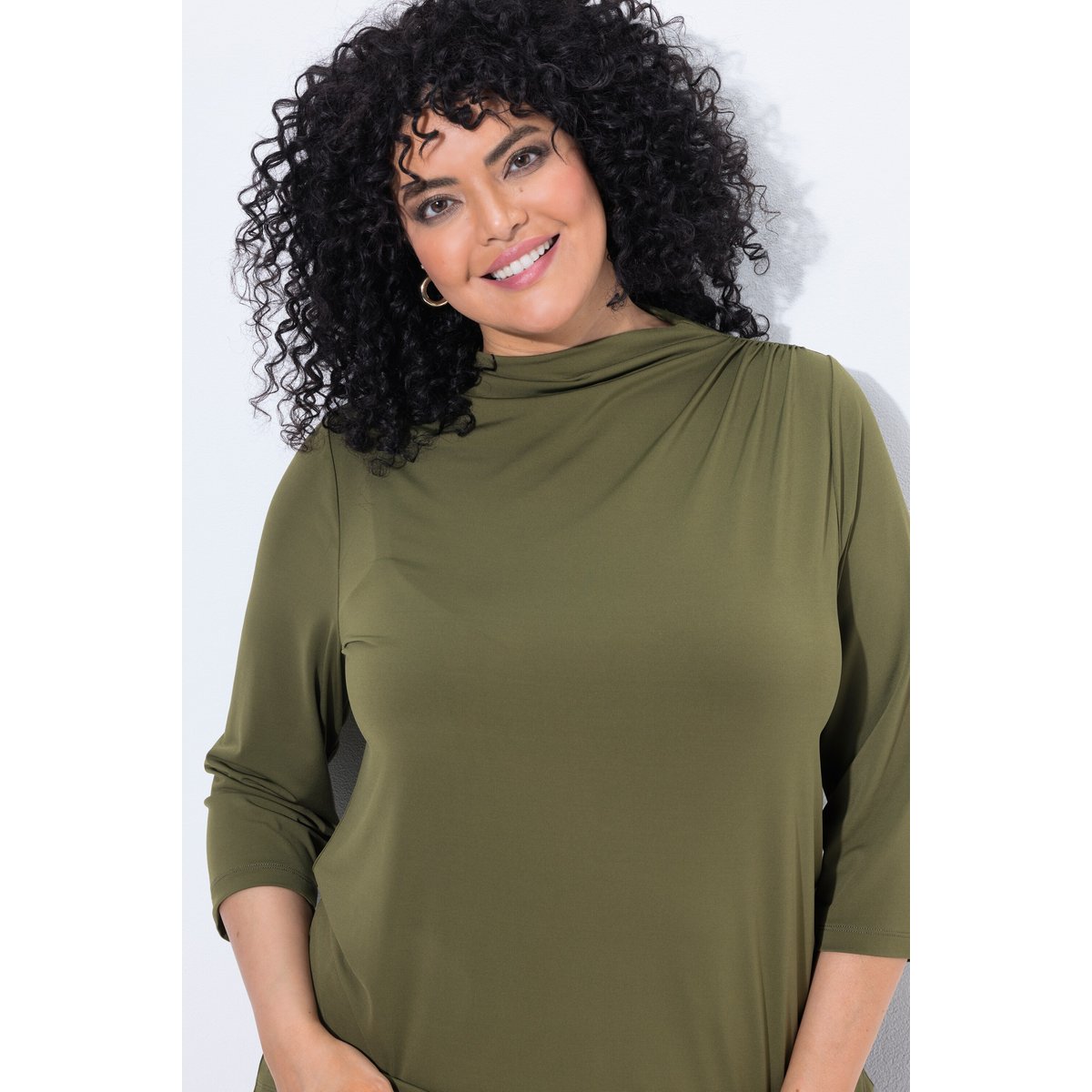 Blouse effet drapé kaki foncé, ULLA POPKEN