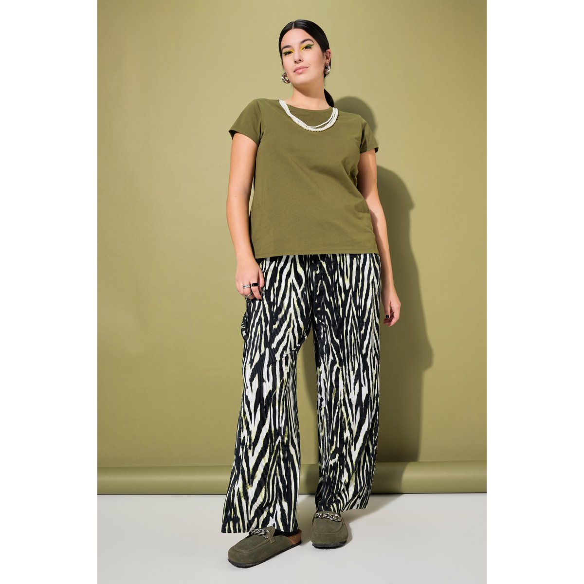 Pantalon plissé, imprimé animal noir, STUDIO UNTOLD