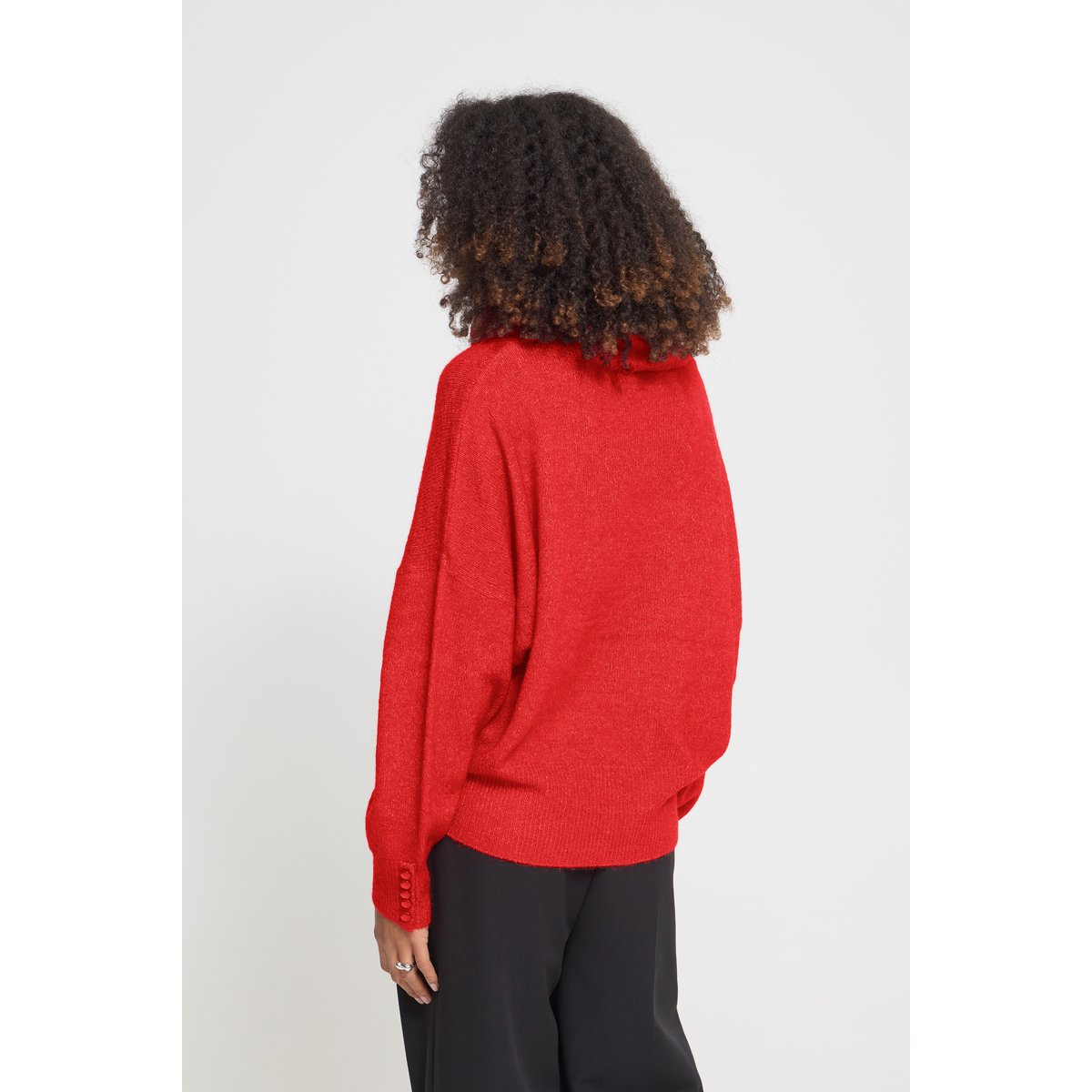 Pull en maille manches longues rouge poinsettia, ICHI
