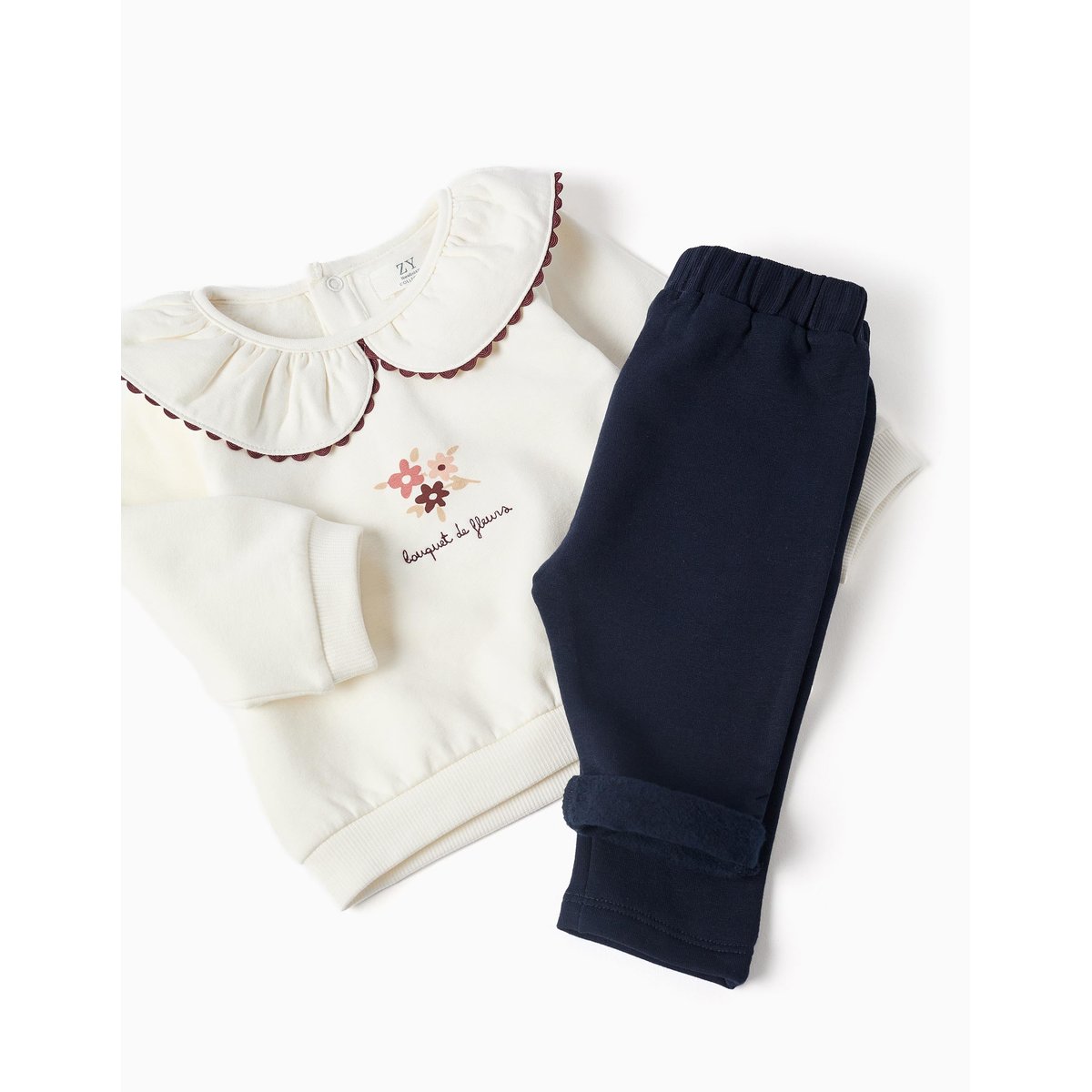 Ensemble sweat et pantalon de jogging en coton peigné blanc, ZIPPY