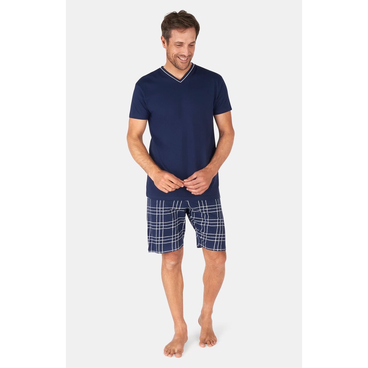 Pyjashort en coton, col V, lewis marine, ARTHUR