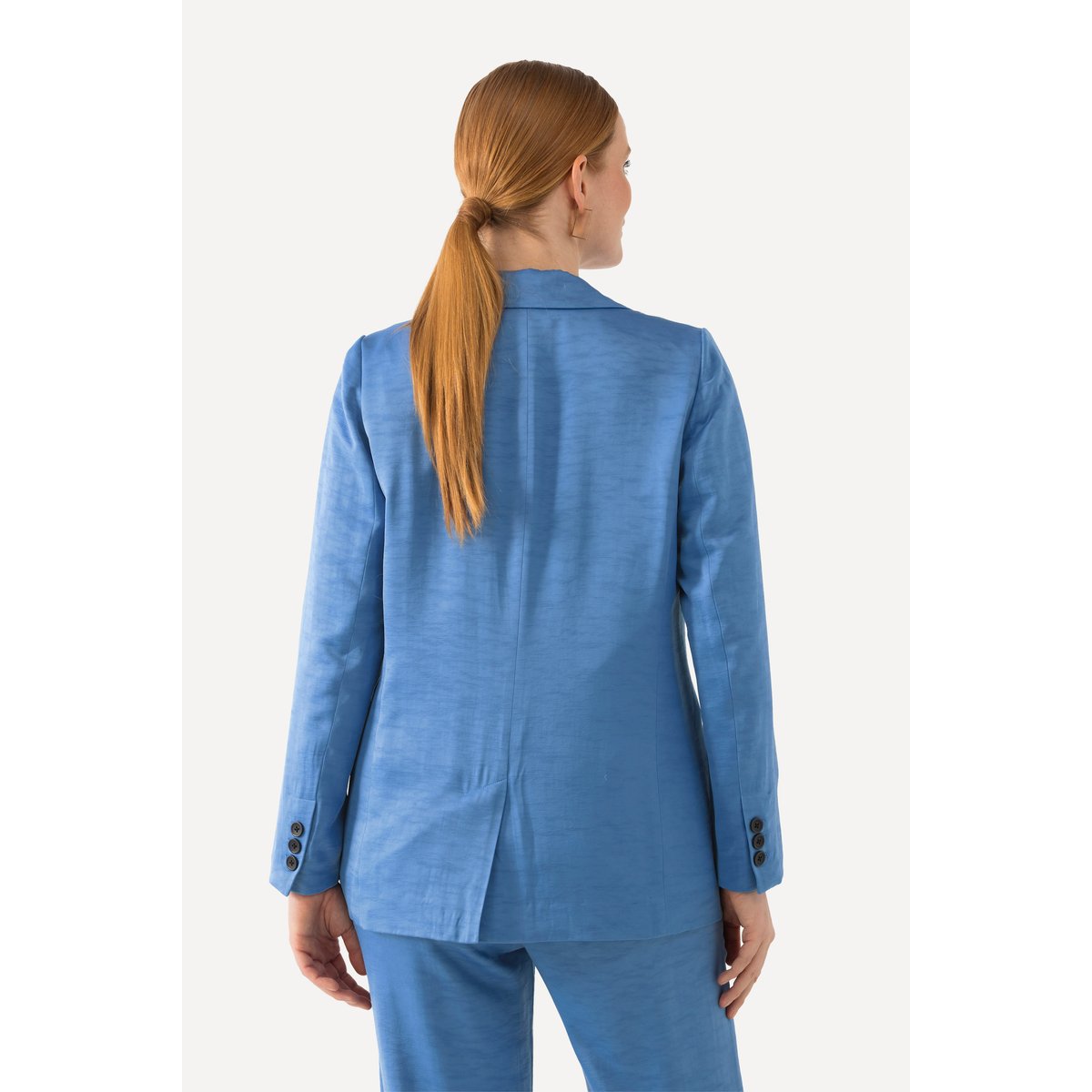 Blazer en tissu texturé avec col à revers bleu jean, ULLA POPKEN