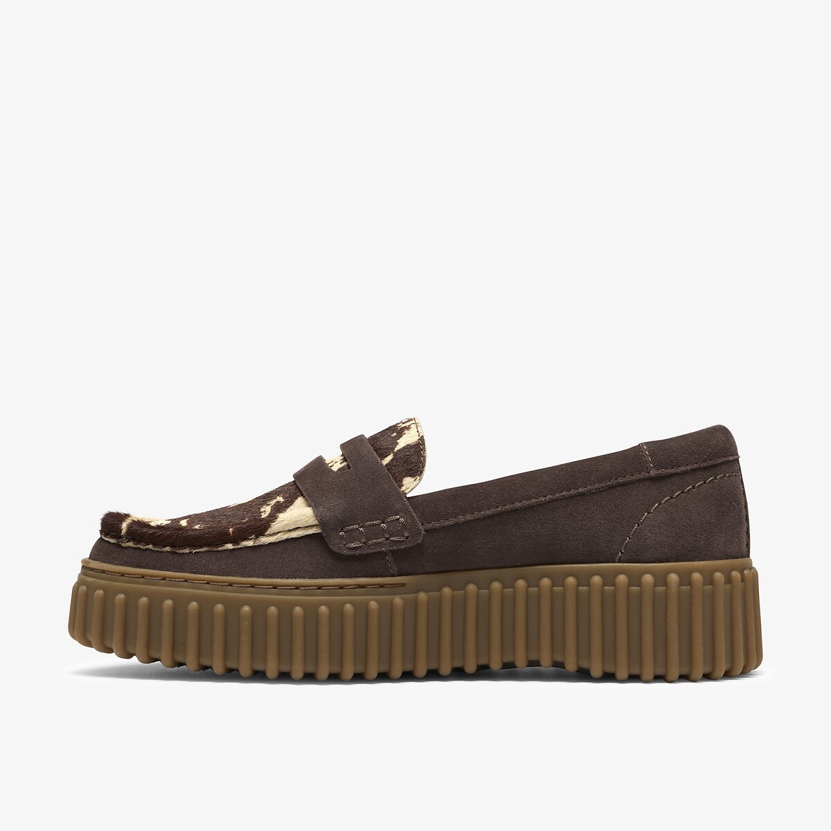 Mocassini in pelle scamosciata, TORHILL PENNY marrone/bianco, CLARKS