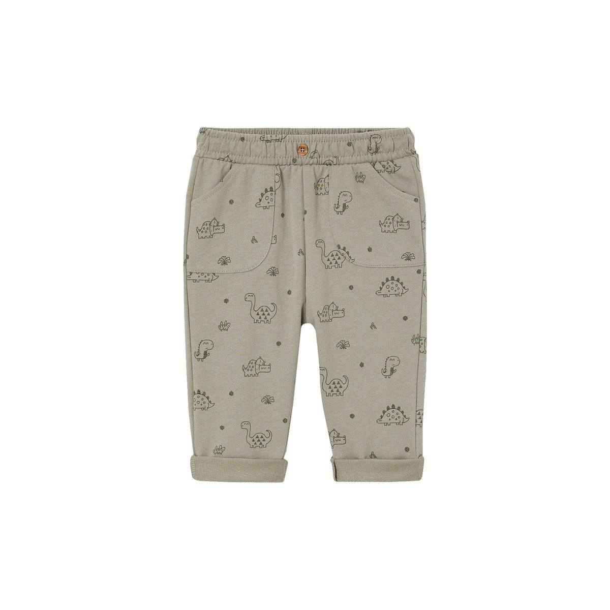 Pantalon bébé molleton imprimé vert sauge, VERTBAUDET