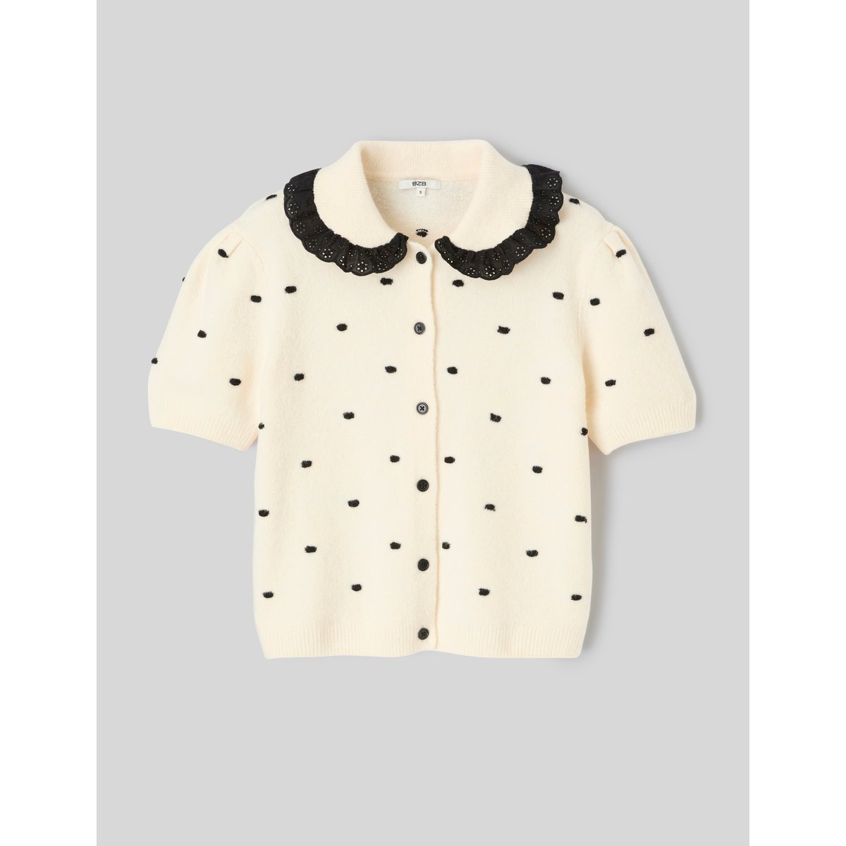 Gilet jacquard pois blanc écru, BZB