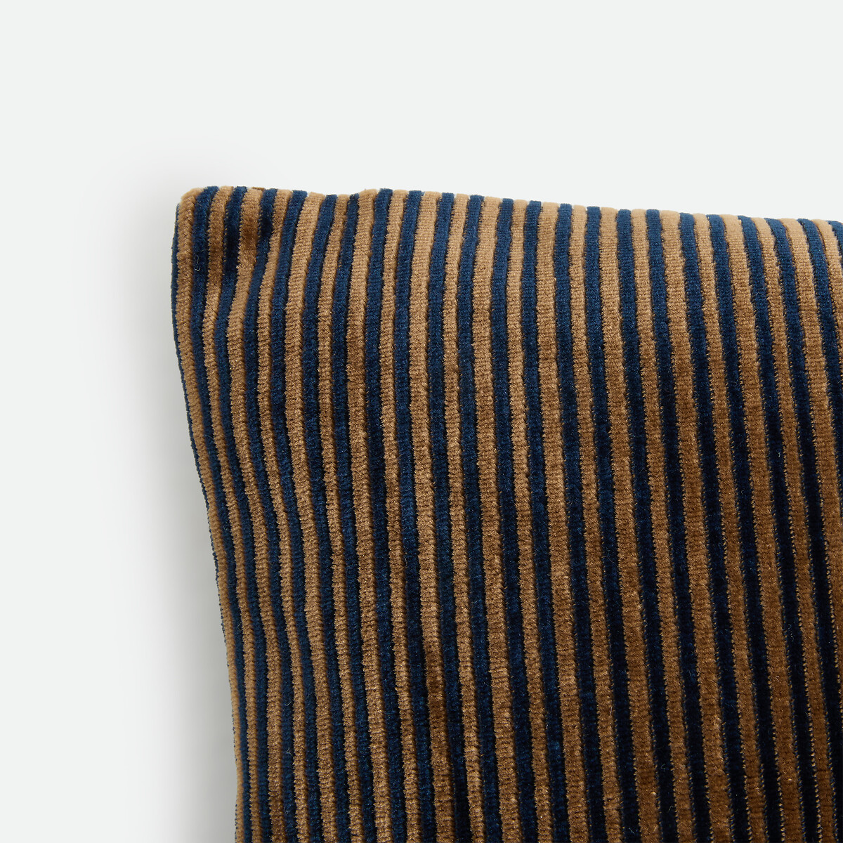 Funda de cojín rectangular, a rayas, de terciopelo, MANOKI azul/marrón, LA REDOUTE INTERIEURS