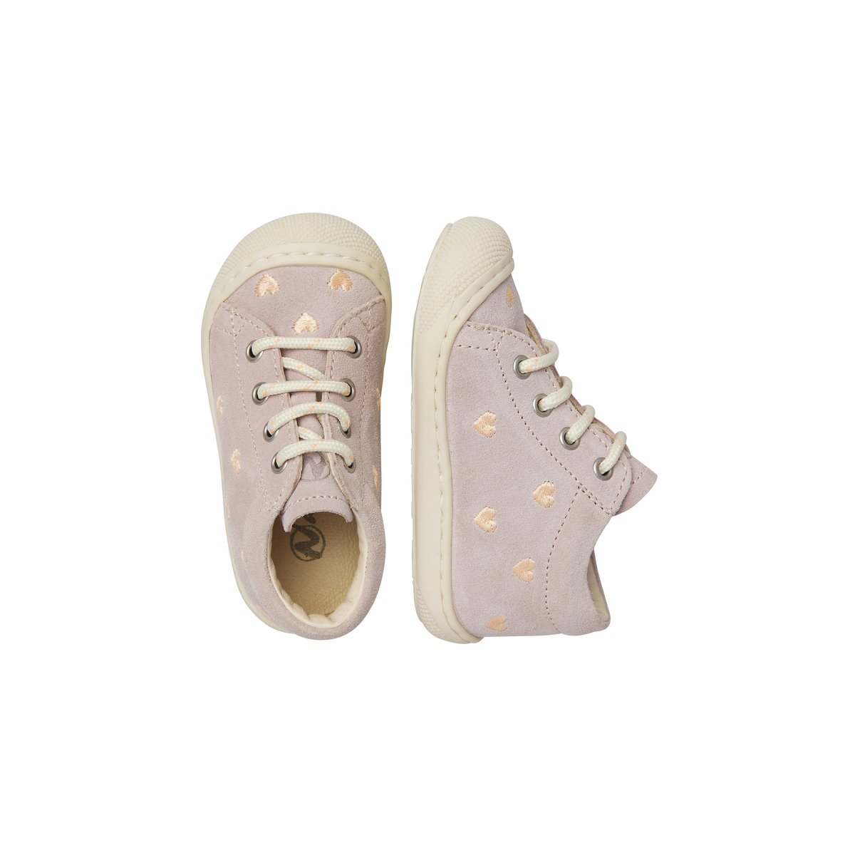 Chaussures premiers pas en suède COCOON EMBR.HEARTS rose poudré-, NATURINO