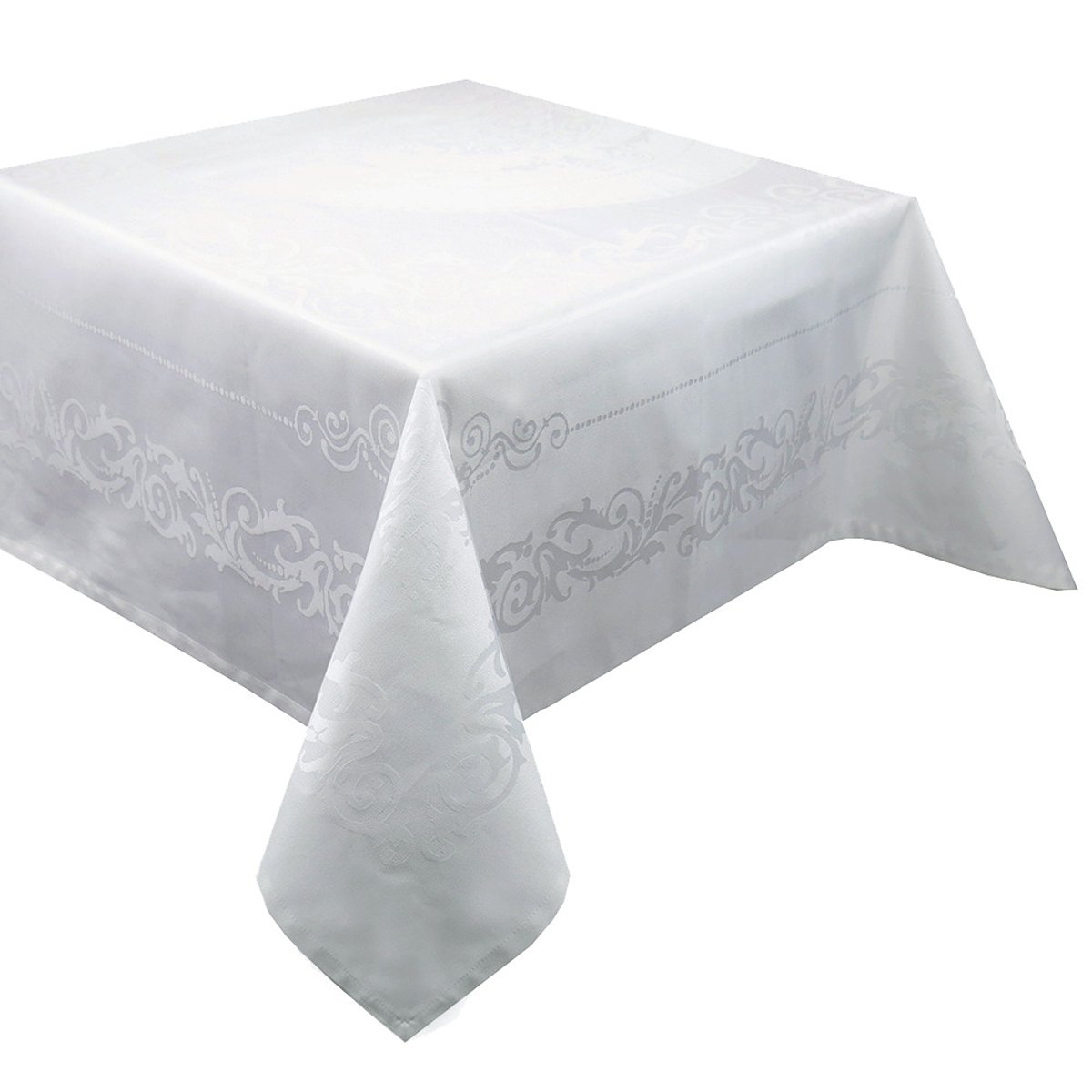 Nappe pur coton antitache COMTESSE blanc, GARNIER THIEBAUT