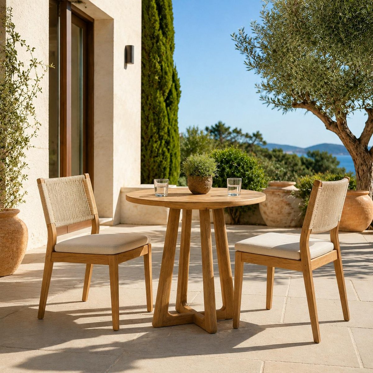 Table de jardin ronde 70 cm en teck recyclé ORIA bois naturel, PIER IMPORT