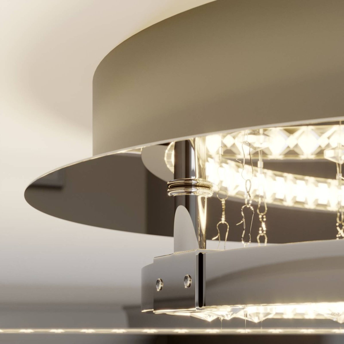 Plafonnier en métal moderneLED, Keely chrome, transparent, LUCANDE