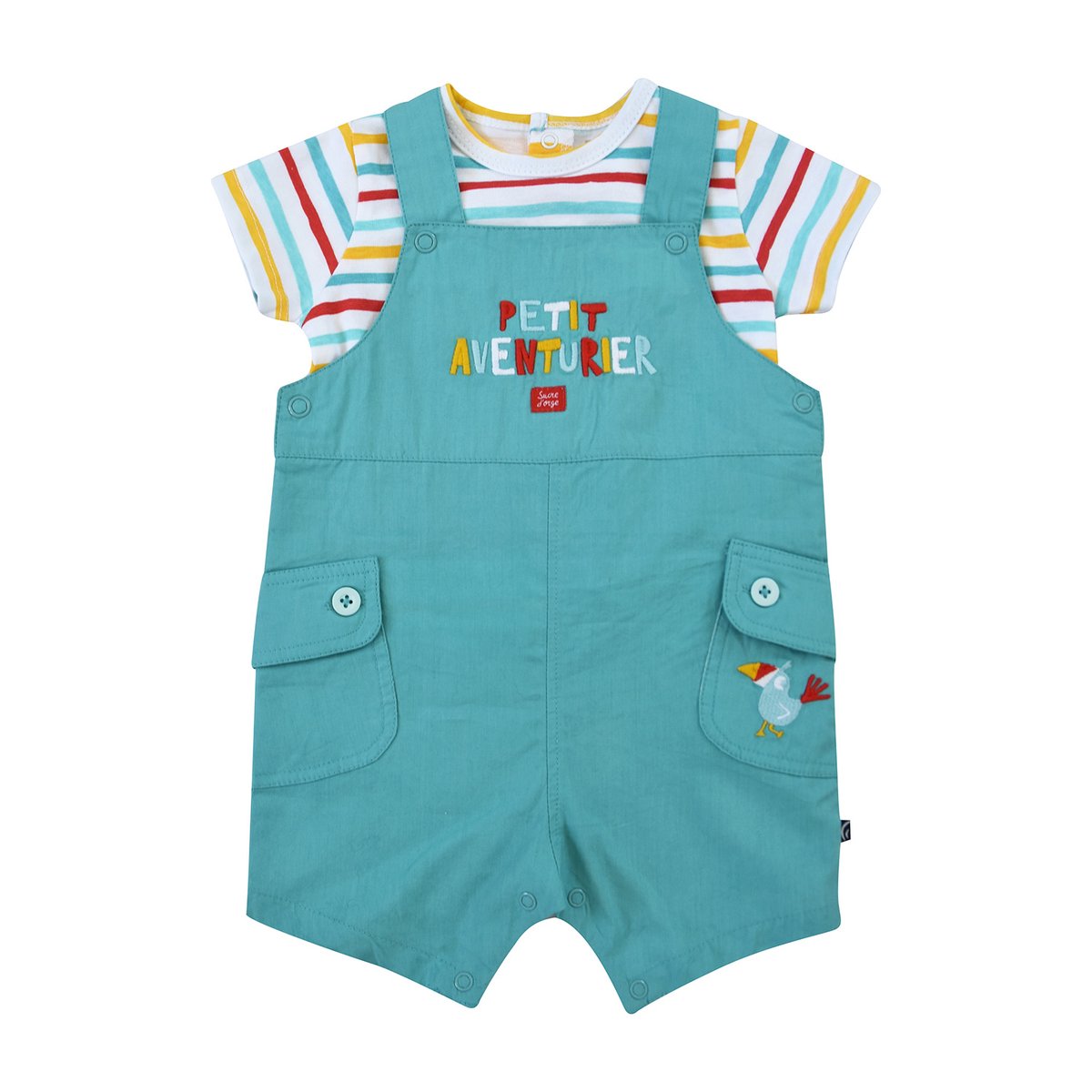 T-shirt salopette bebe ÉtÉ emigdio bleu, SUCRE D'ORGE