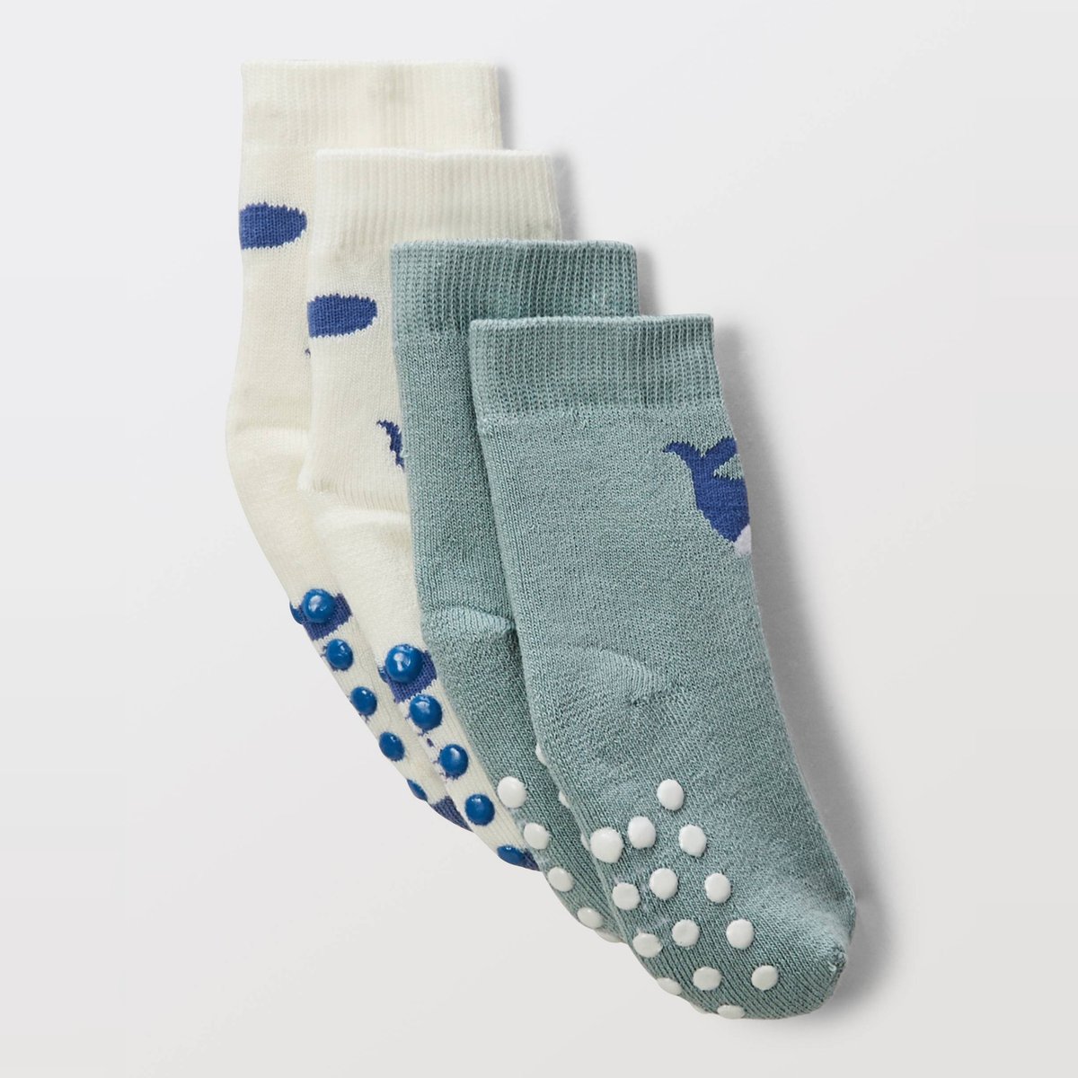 Lot de 2 paires de chaussettes antidérapante imprimées en coton BIO GOTS givre, BOUT'CHOU