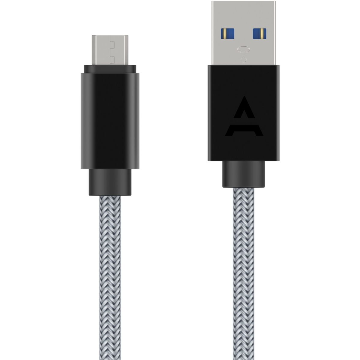 Câble micro USB vers USB 2M tréssé Gris gris, ADEQWAT