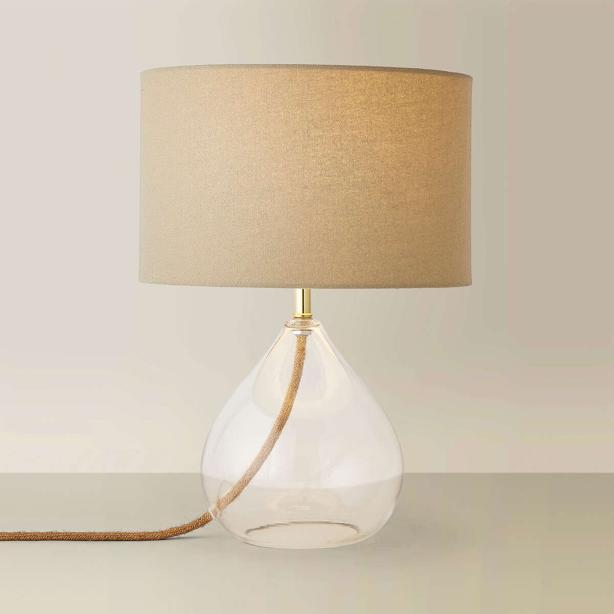 Eddie Glass Table Lamp with Linen Shade transparent, SO'HOME