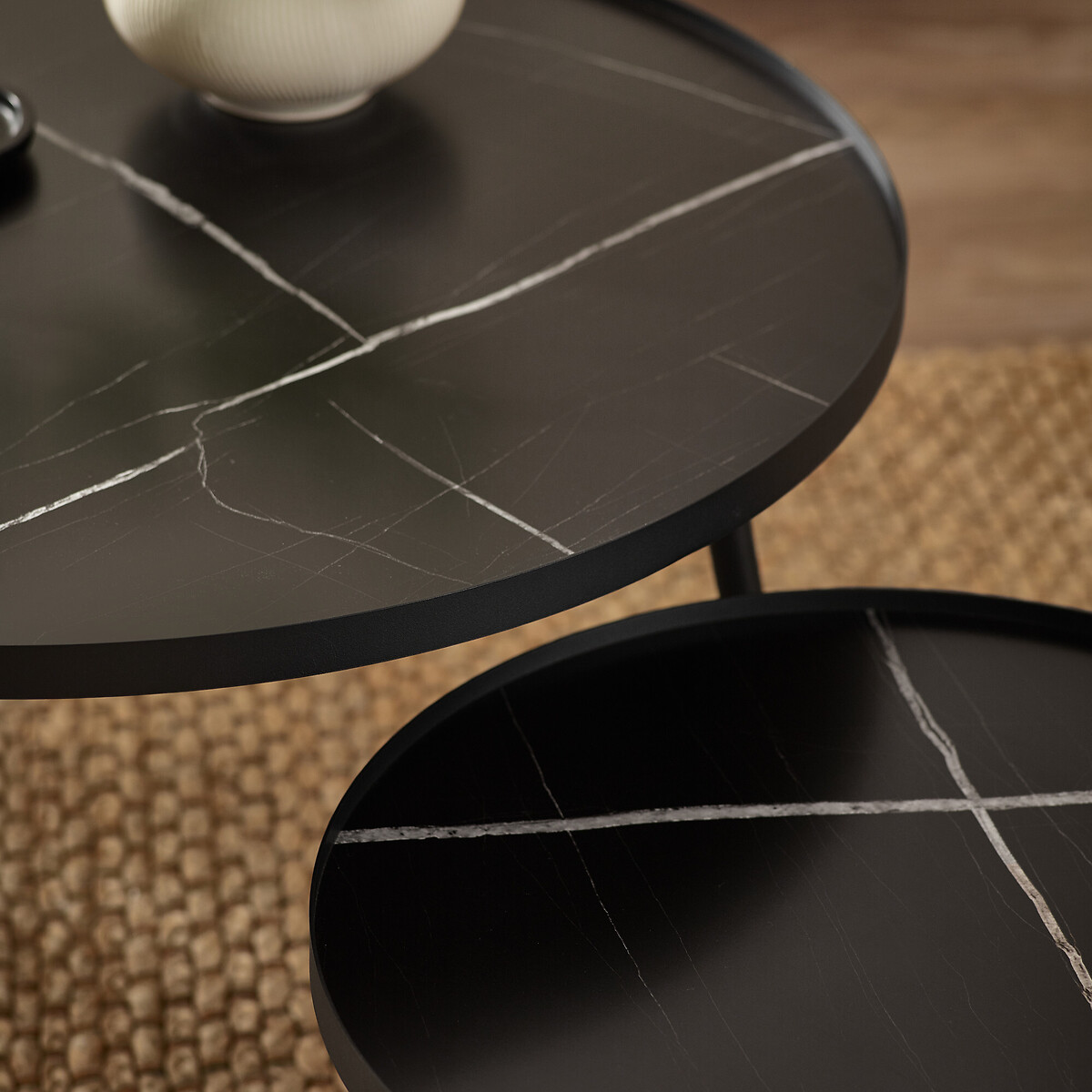 Set of 2 Nestor Round Nesting Coffee Tables black, SO'HOME