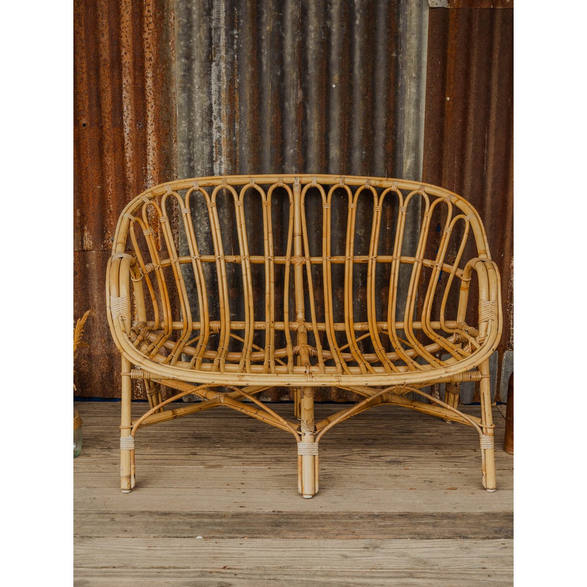 Banquette en bambou Martine N°169 - Bon état bois clair, DEBONGOUT