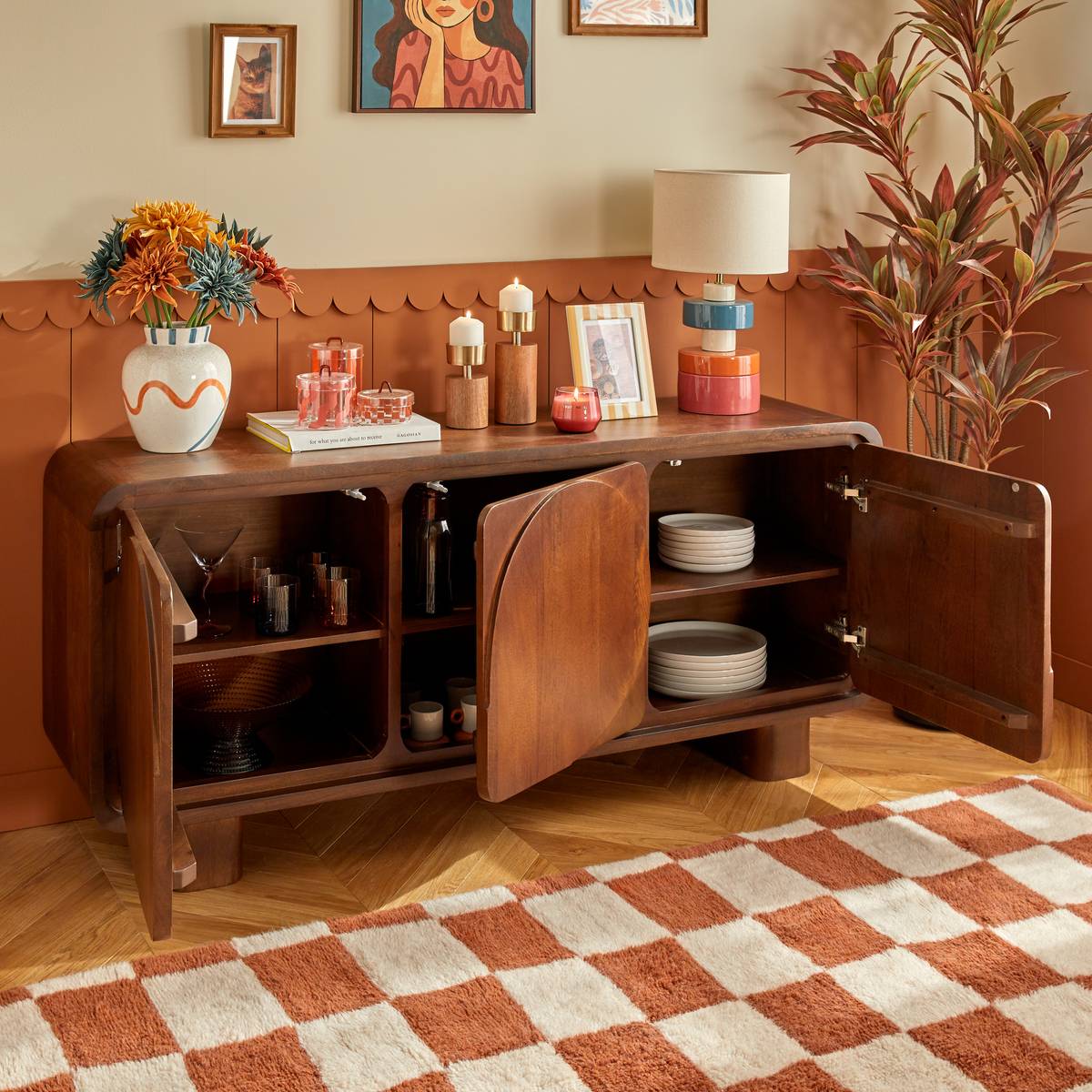 Buffet rectangulaire avec portes en manguier SHELTY marron, ATMOSPHERA