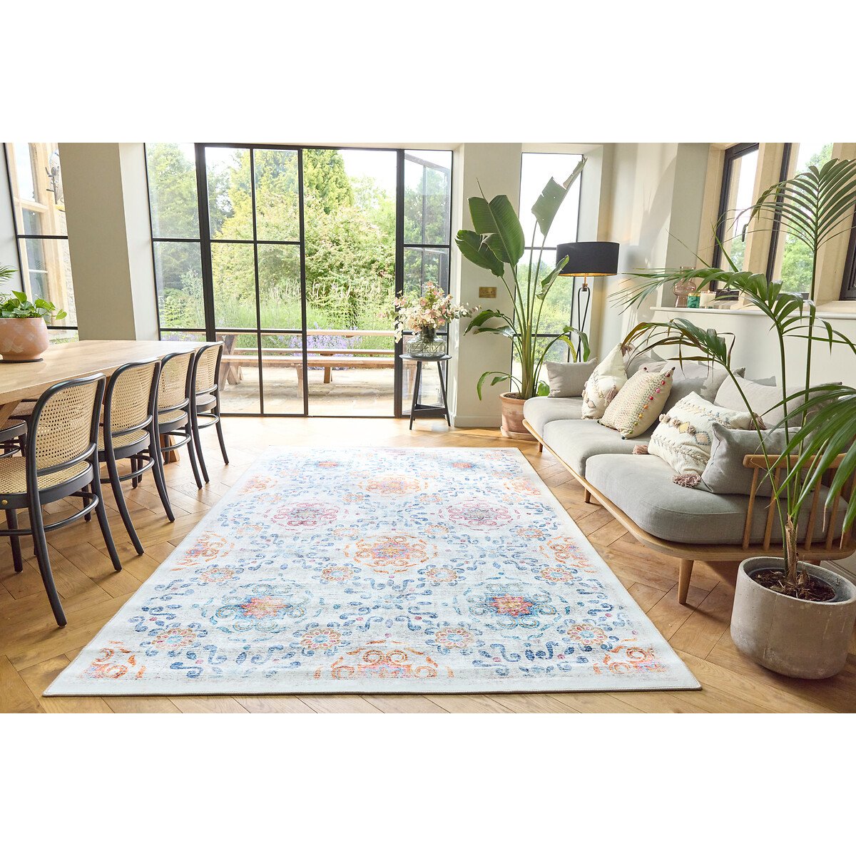 Modern Damask Eco-Washable Rug multi-coloured, HUG RUG