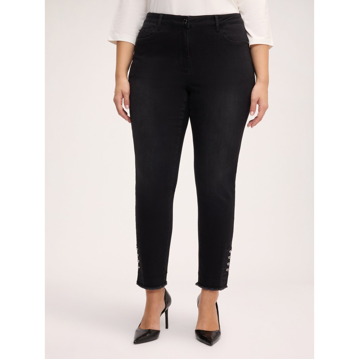 Jean skinny avec appliqués noir, FIORELLA RUBINO