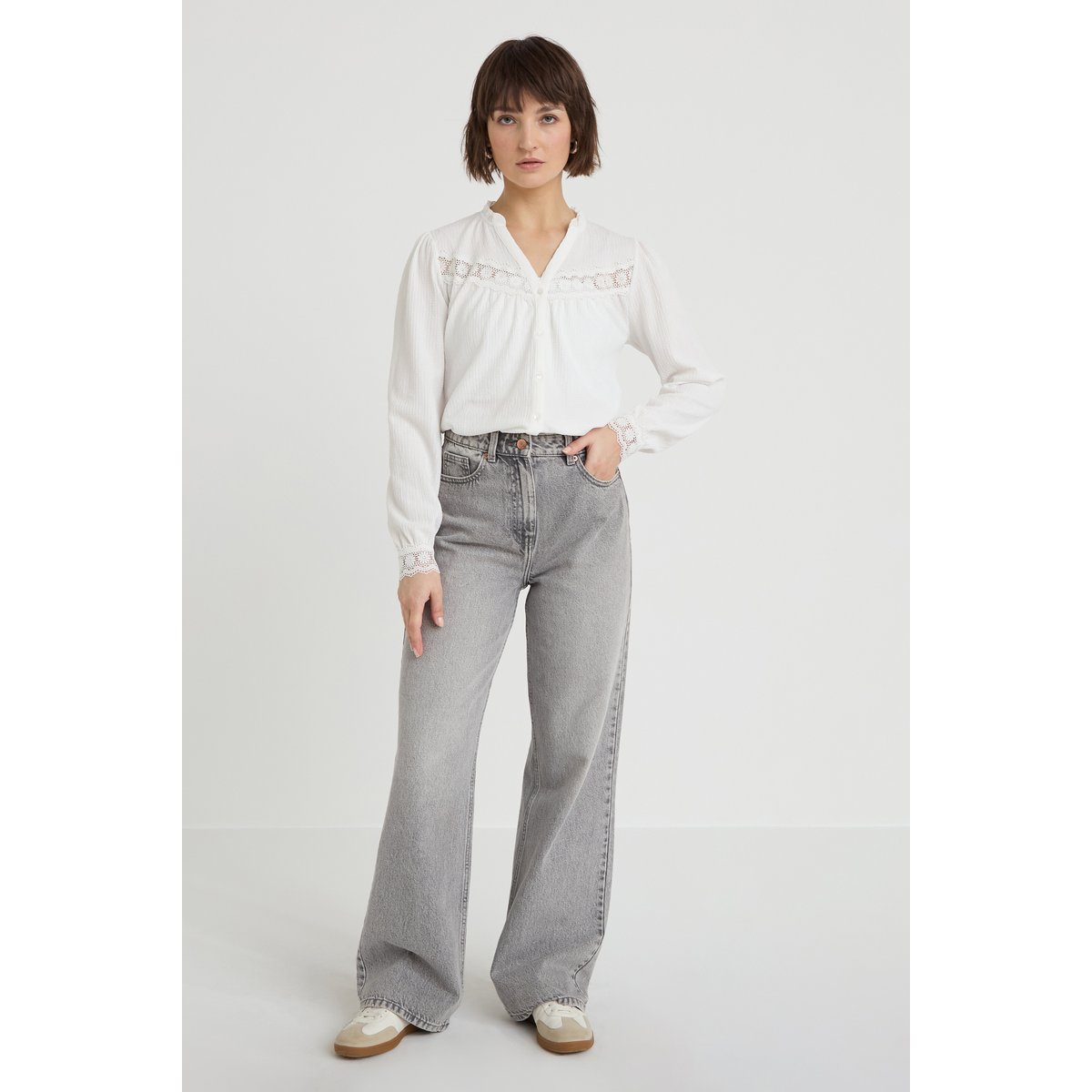 Blouse maille reliefée blanc, CACHE CACHE
