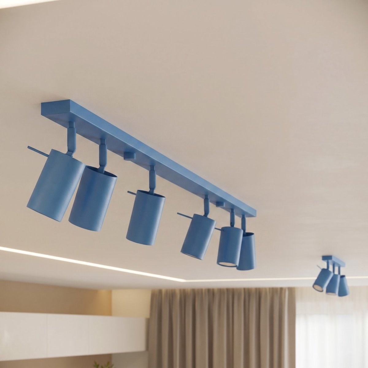 Plafonnier Acier Bleu GU10 6 RING bleu, EDEN