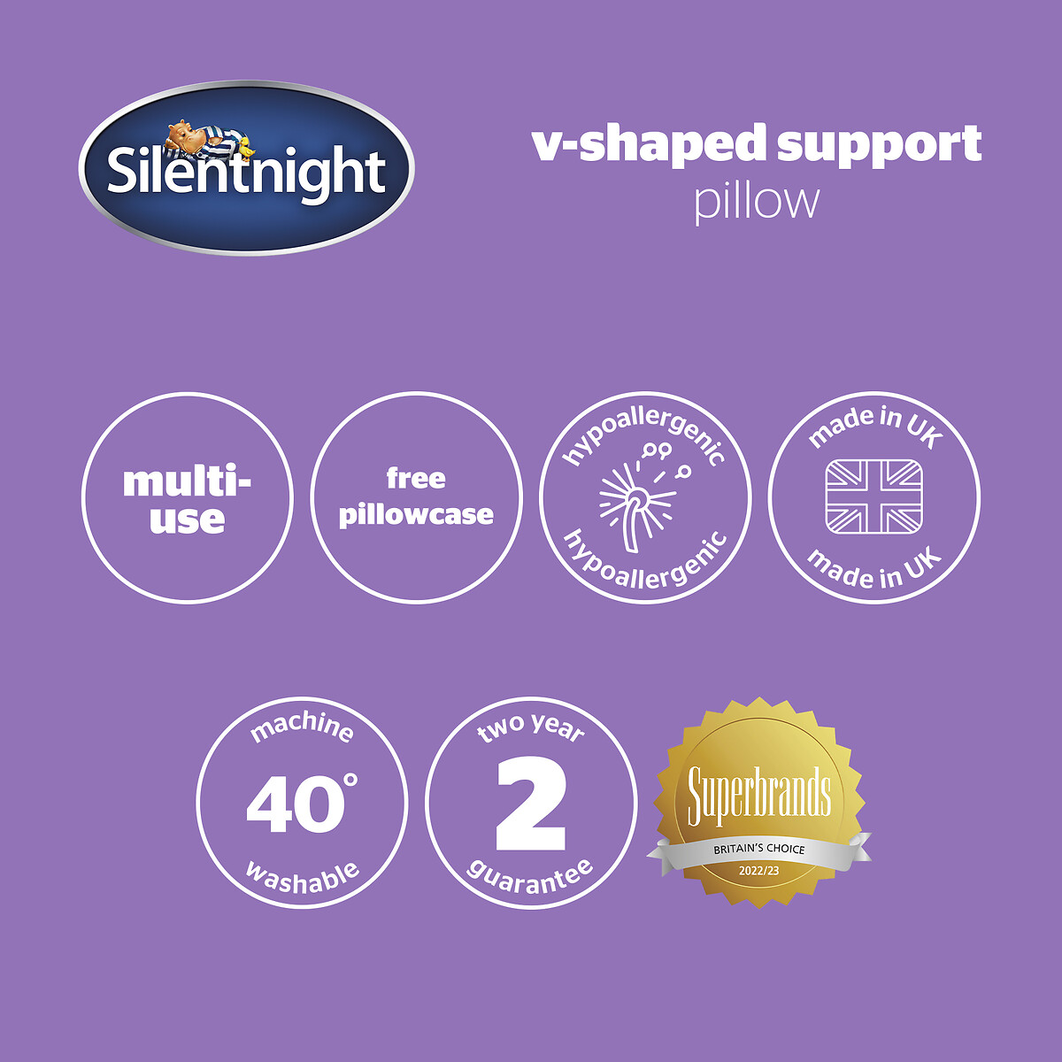 V Shape Support Pillow white, SILENTNIGHT