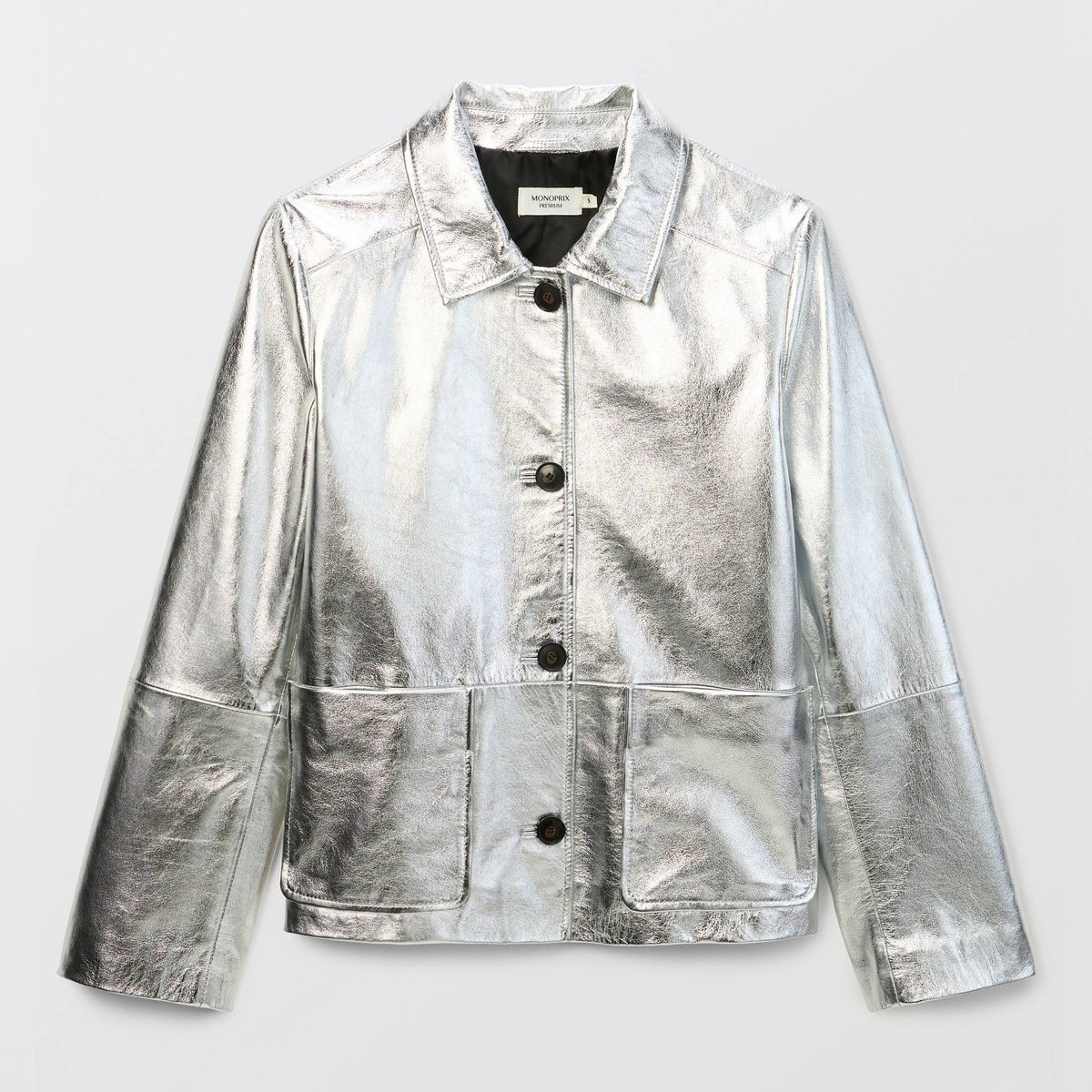 Veste é en cuir silver, MONOPRIX