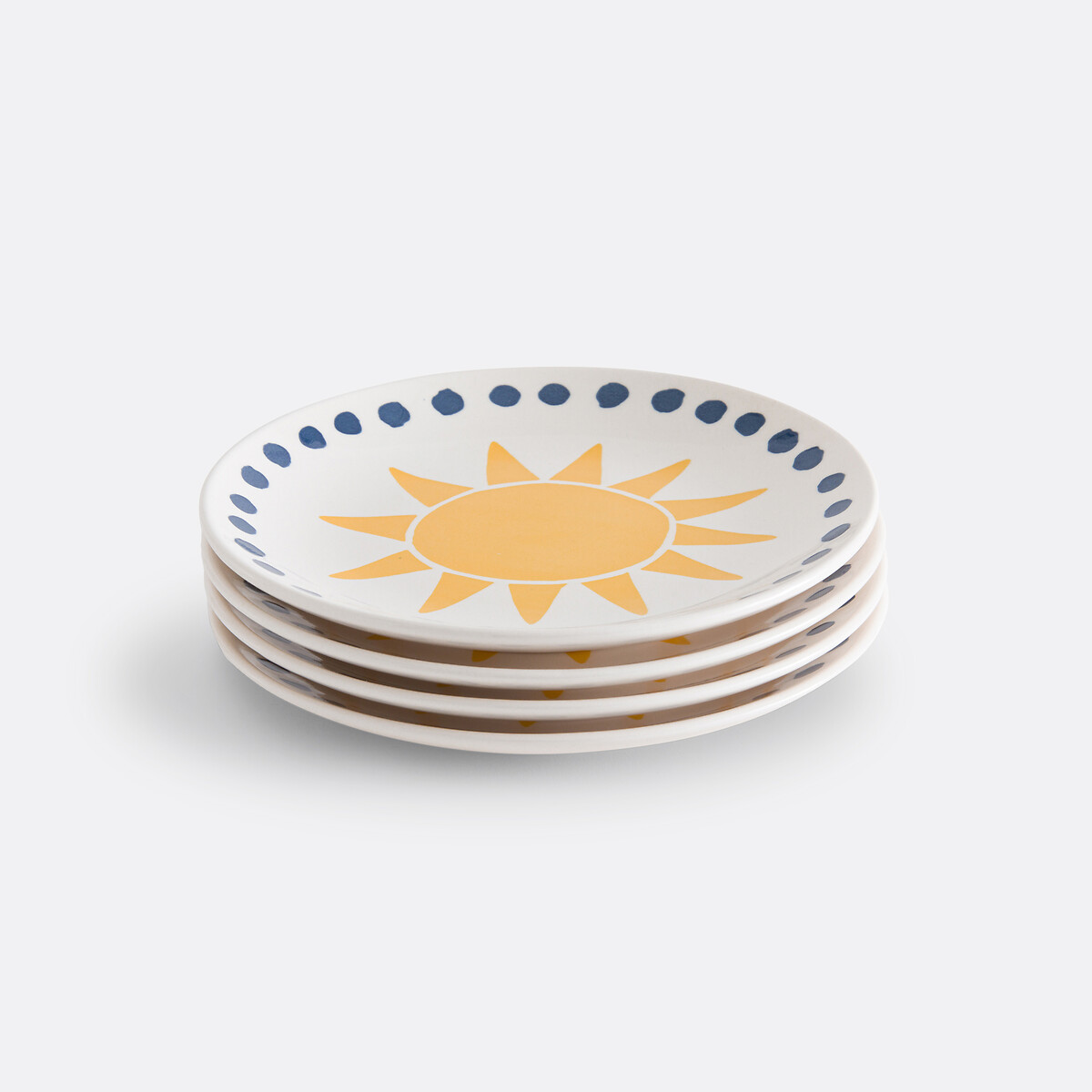 Lot de 4 assiettes dessert motif, Olympe jaune/bleu, LA REDOUTE INTERIEURS