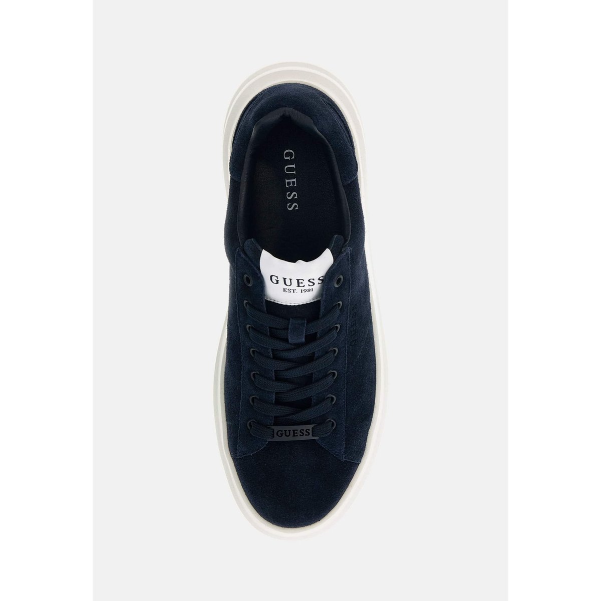 Sneakers Elba Cuir Véritable bleu, GUESS