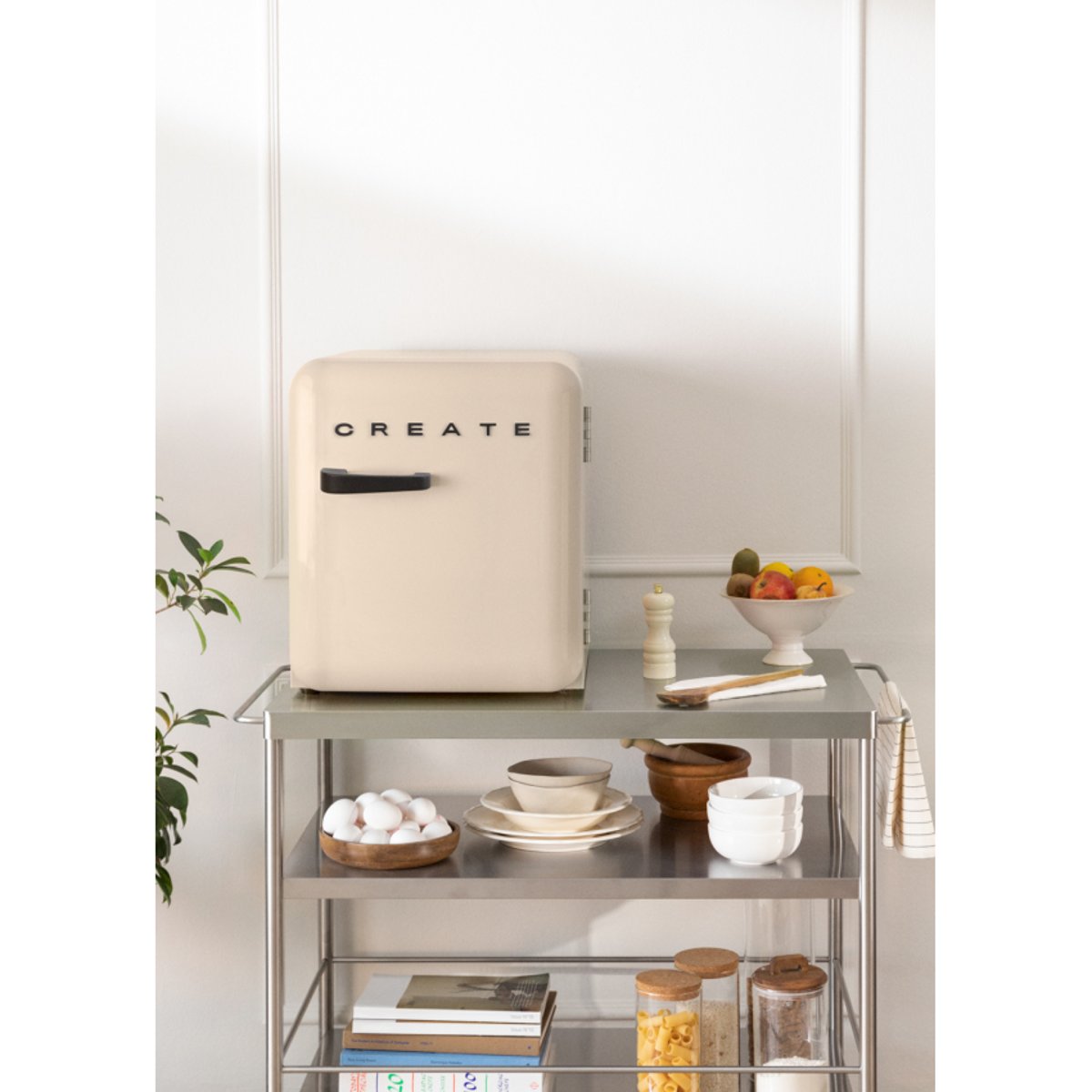 Réfrigérateur rétro FRIDGE RETRO 48L sable/noir, CREATE
