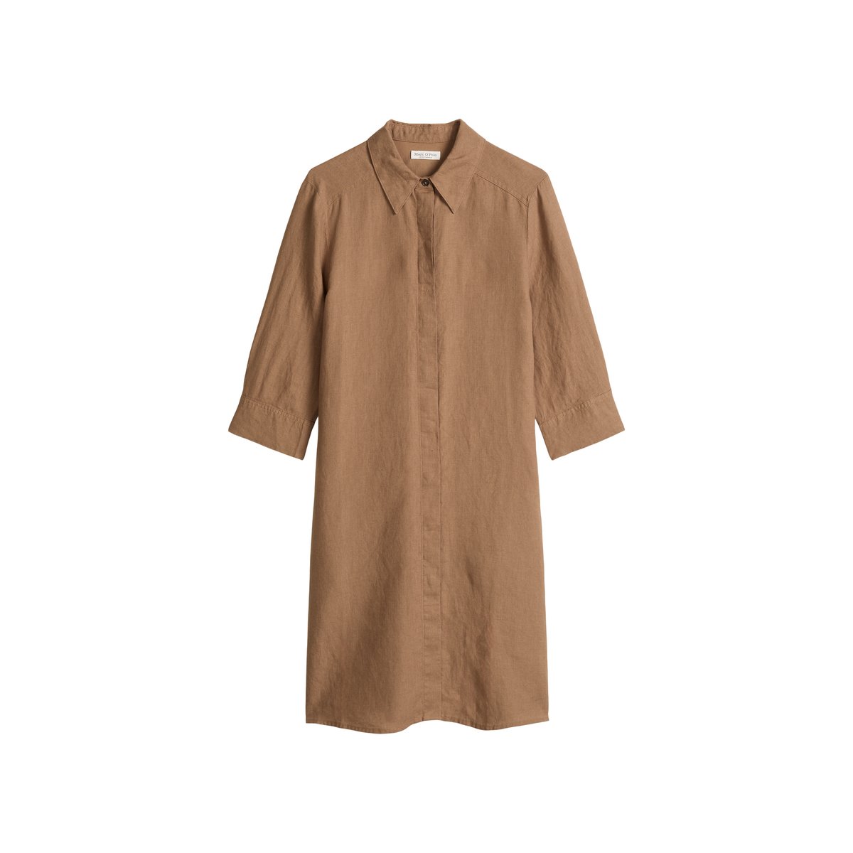 Robe en lin loose avec fermeture éclair sans couture marron, MARC O'POLO