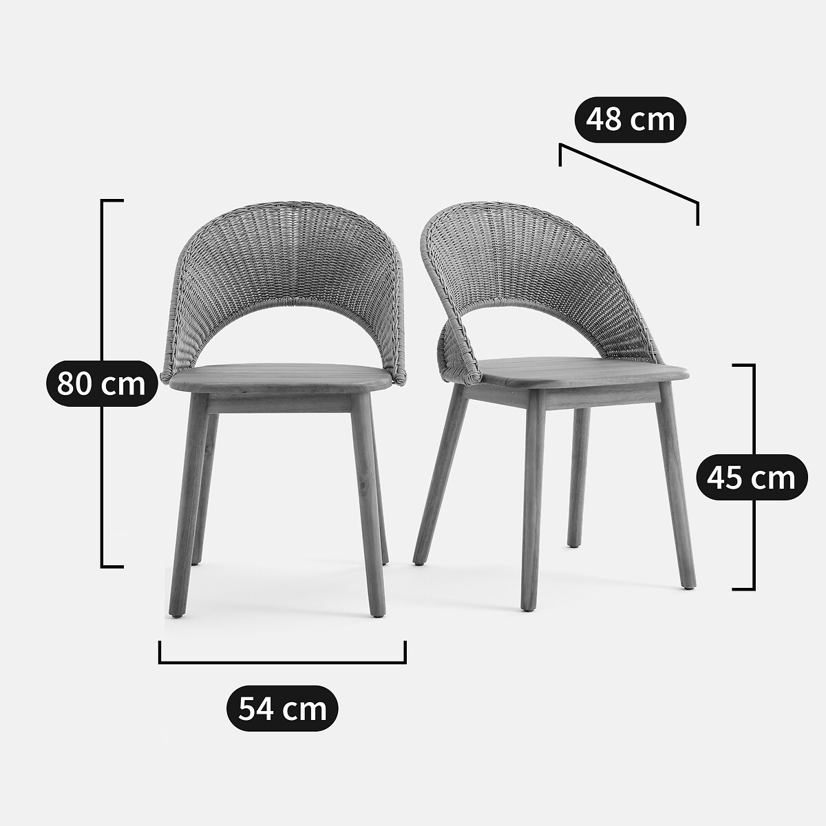 Lot de 2 chaises de jardin en acacia massif, ELISOLE naturel, LA REDOUTE INTERIEURS
