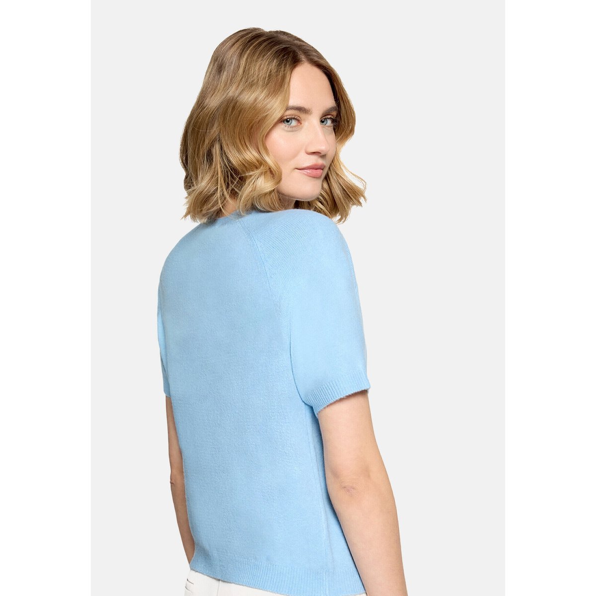 Pull-over en maille à encolure ronde soft sky, VERA MONT