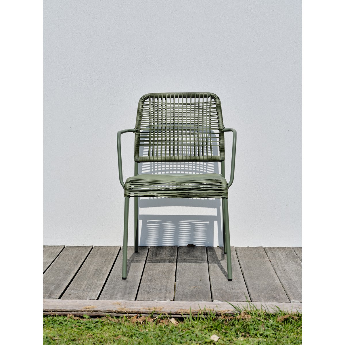 Lot de 2 fauteuils de jardin en corde et acier MARCEAU vert olive, CITY GARDEN