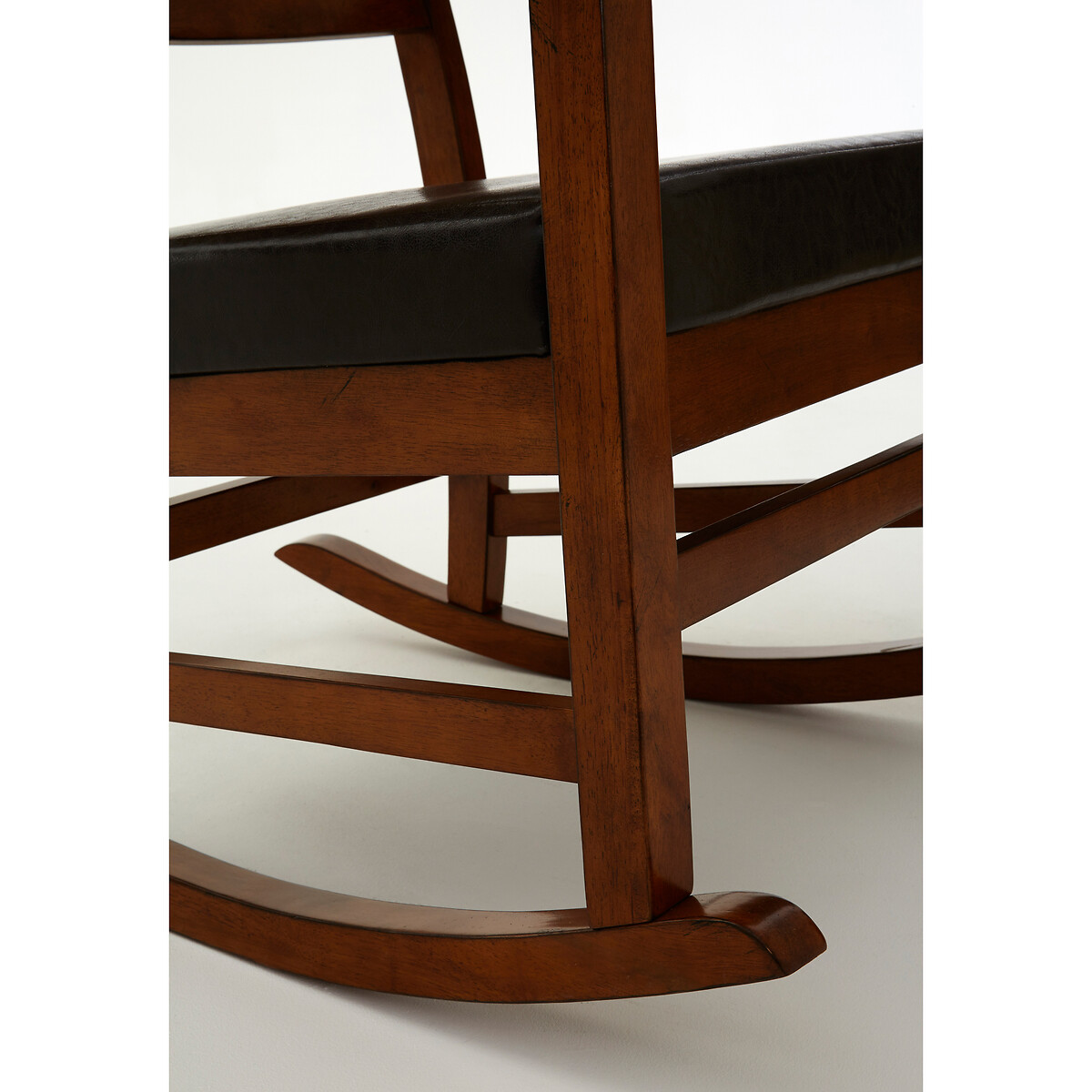 Brackstone Hevea Wood and Leather Rocking Chair brown , SO'HOME