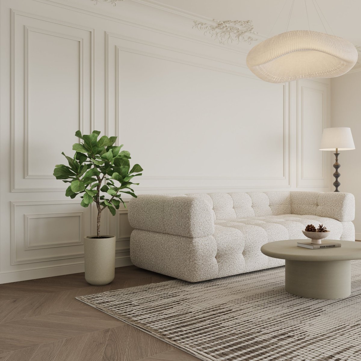 Cache-pot décoratif en ciment H40 TERRA beige granito, SIA DECO